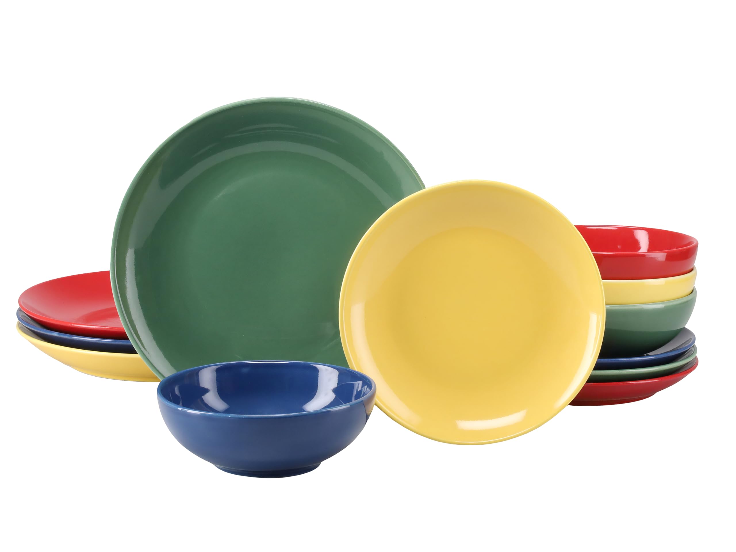 CreaTable, 25284, seria Joy Bunt, 12-częściowy zestaw naczyń dla 4 osób, zestaw talerzy z kamionki, nadaje się do mycia w zmywarce i używania w kuchence mikrofalowej, wysokiej jakości produkcja