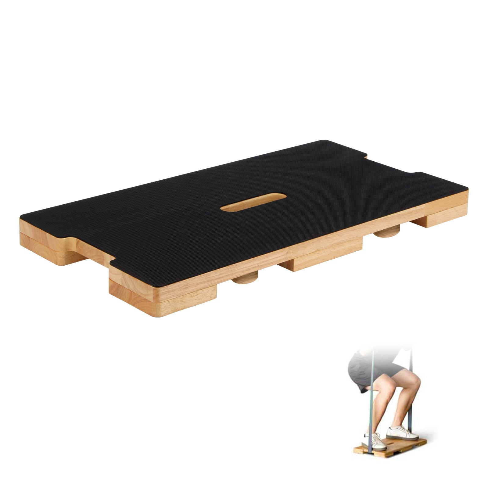 Holz Fitness Board, Widerstandsband Workout Fußplatte, Widerstandsband Fußplatte mit rutschfestem Design für Training, Stretching, Balance, Flexibilität, Übung für Home Gym