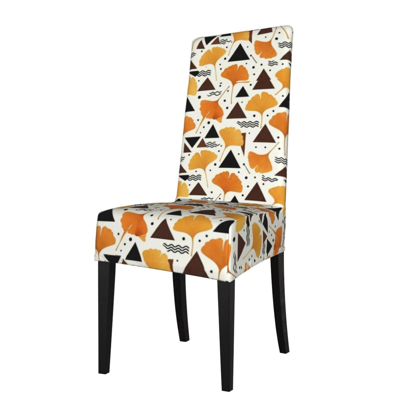 LKYMOH Geometric Ginkgo Pattern, Chair Covers Stretch Chair Slipcovers for Dining Room, for Party Pet Protection Universal Fit Soft Polyester