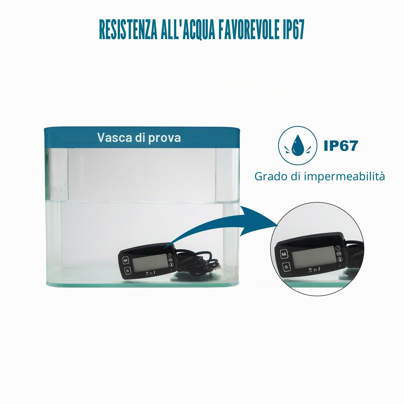 Runleader Indicatore Temperatura Motore Digitale Voltmetro RL-TM005 | Promemoria Avviso Programmabile,Display Orologio,Modalità Retroilluminazione Per Generatore,Moto,Dirtbike,Fuoribordo,Nautica