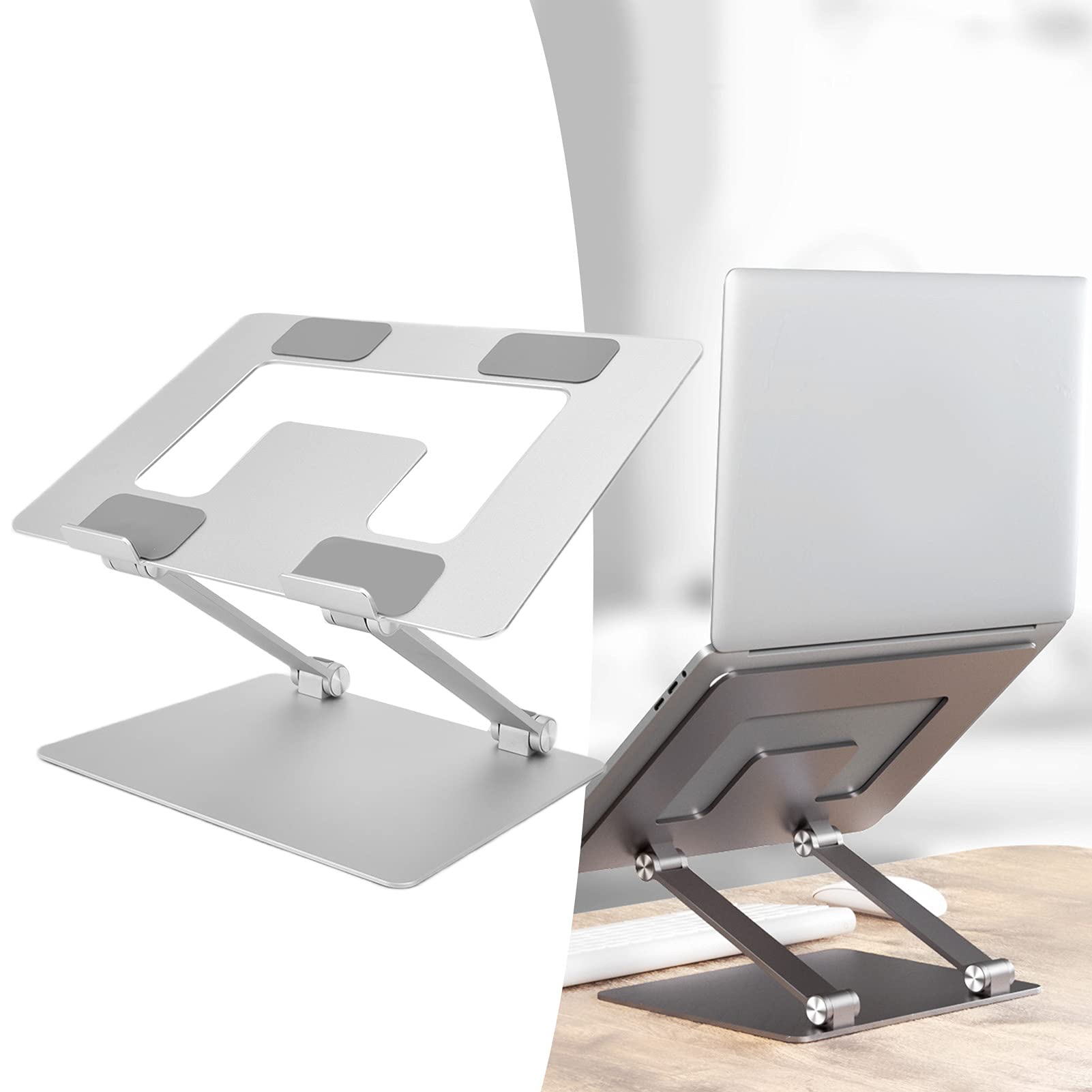 Supporto per Laptop Supporto per Riser per Computer Portatile Regolabile in Lega di Alluminio per Workstation Ergonomica Argento 11,8x8,7 Pollici