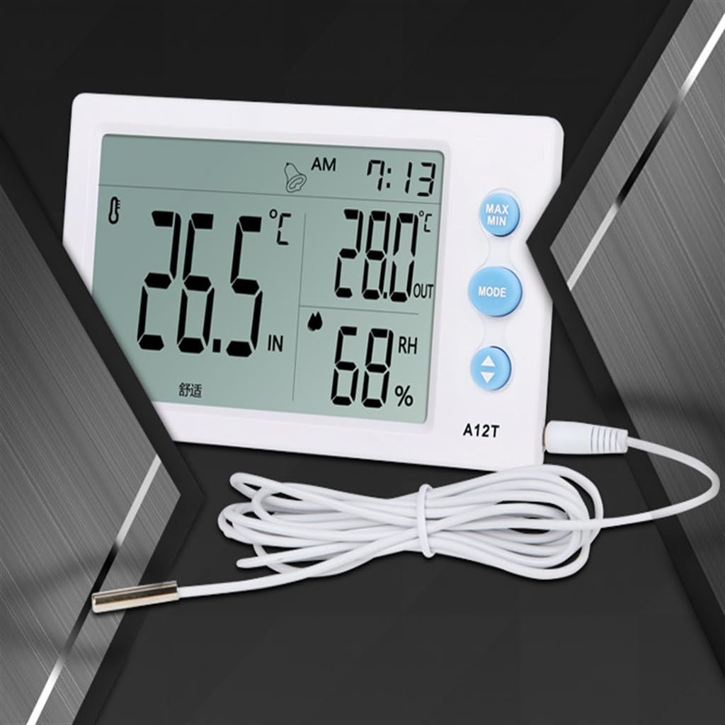 JFDBGU Misuratore Digitale di Temperatura e umidità a Grande Schermo Termometro elettronico for Interni Domestici Igrometro for Esterni