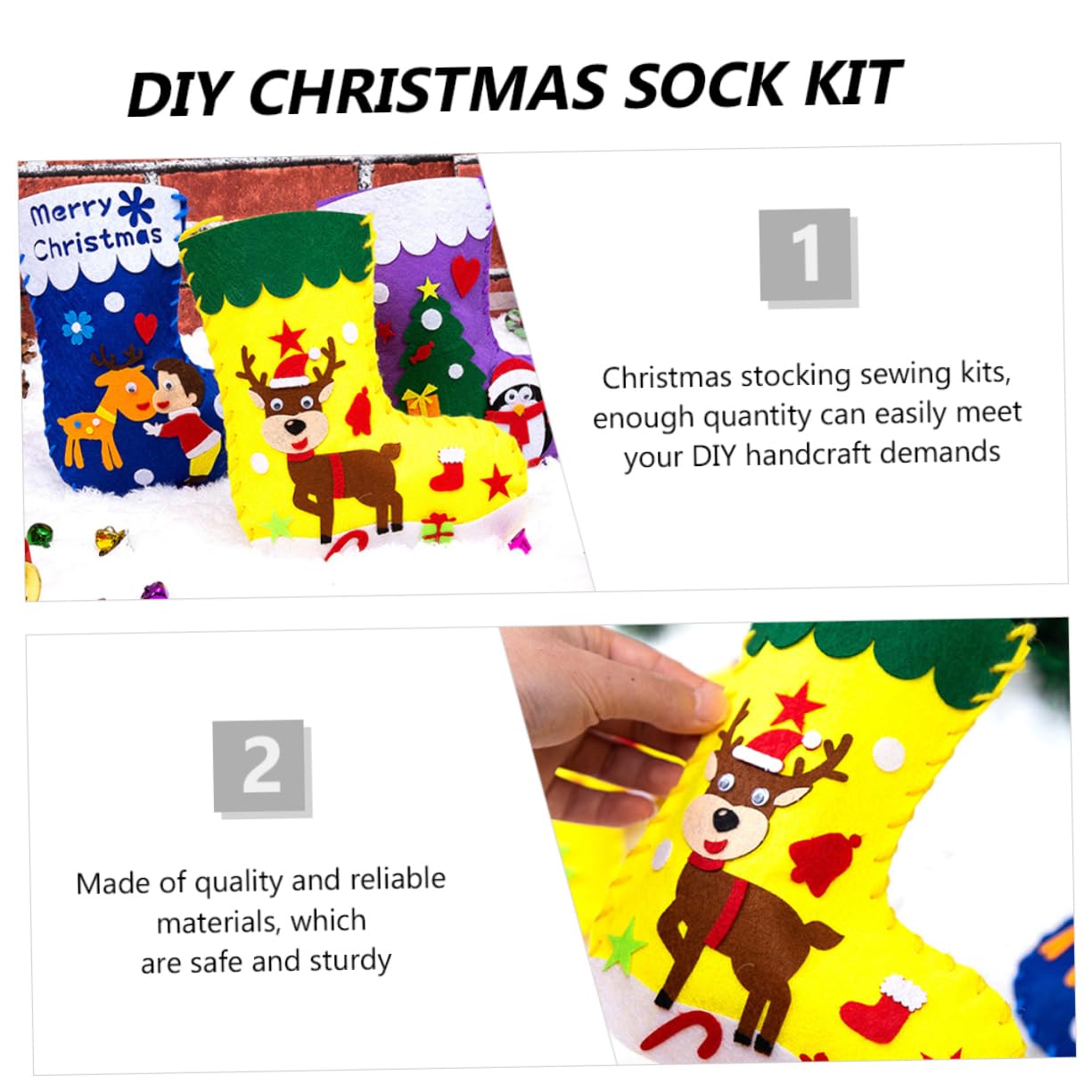 Toyvian 30piezas Kit De Manualidades De Calcetines Navideños Para Materiales Creativos Para Decoración De Navidad Infantiles y Actividades De Manualidades