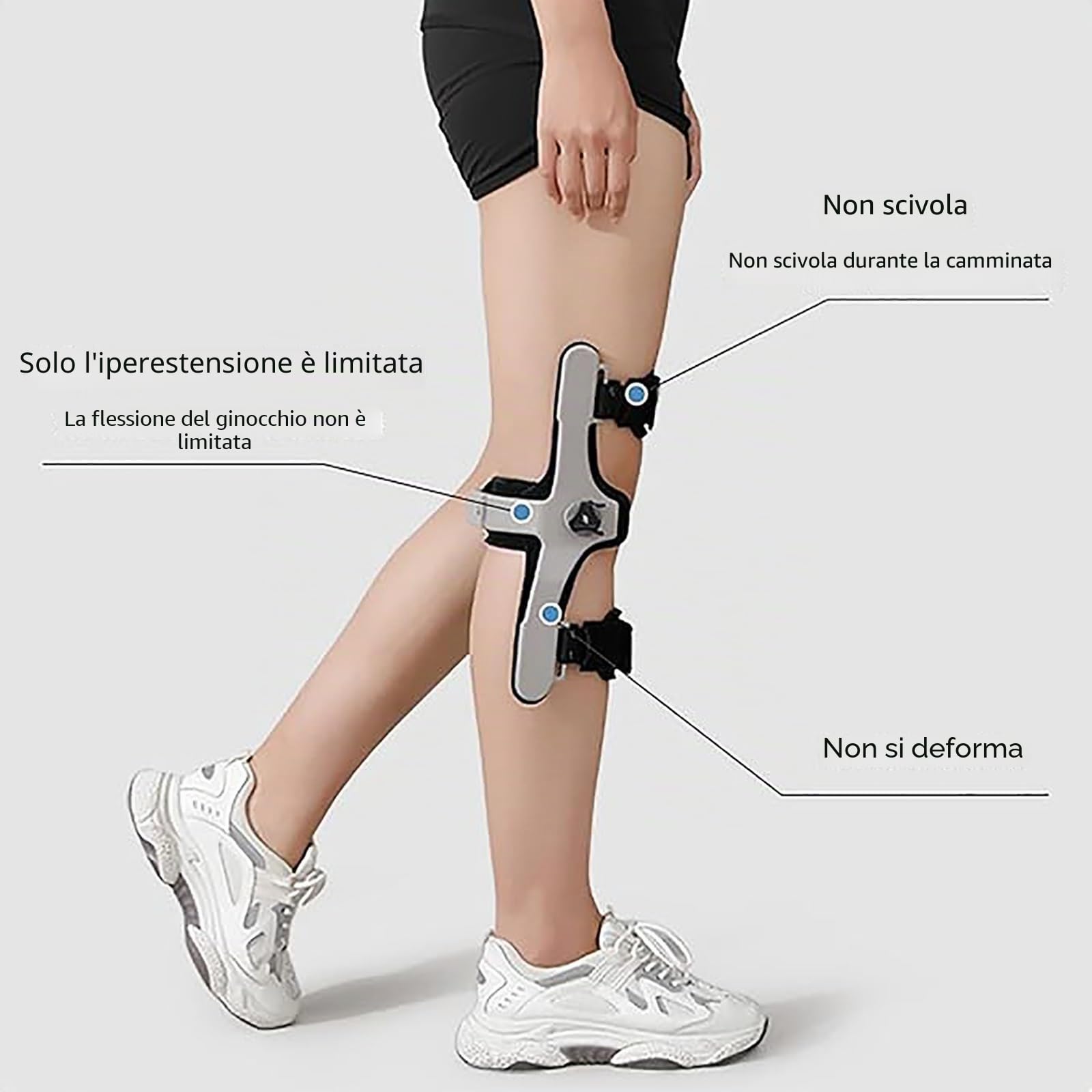Tutore per iperestensione del ginocchio, ortesi regolabile con design anti-rotazione per alleviare l'osteoartrite