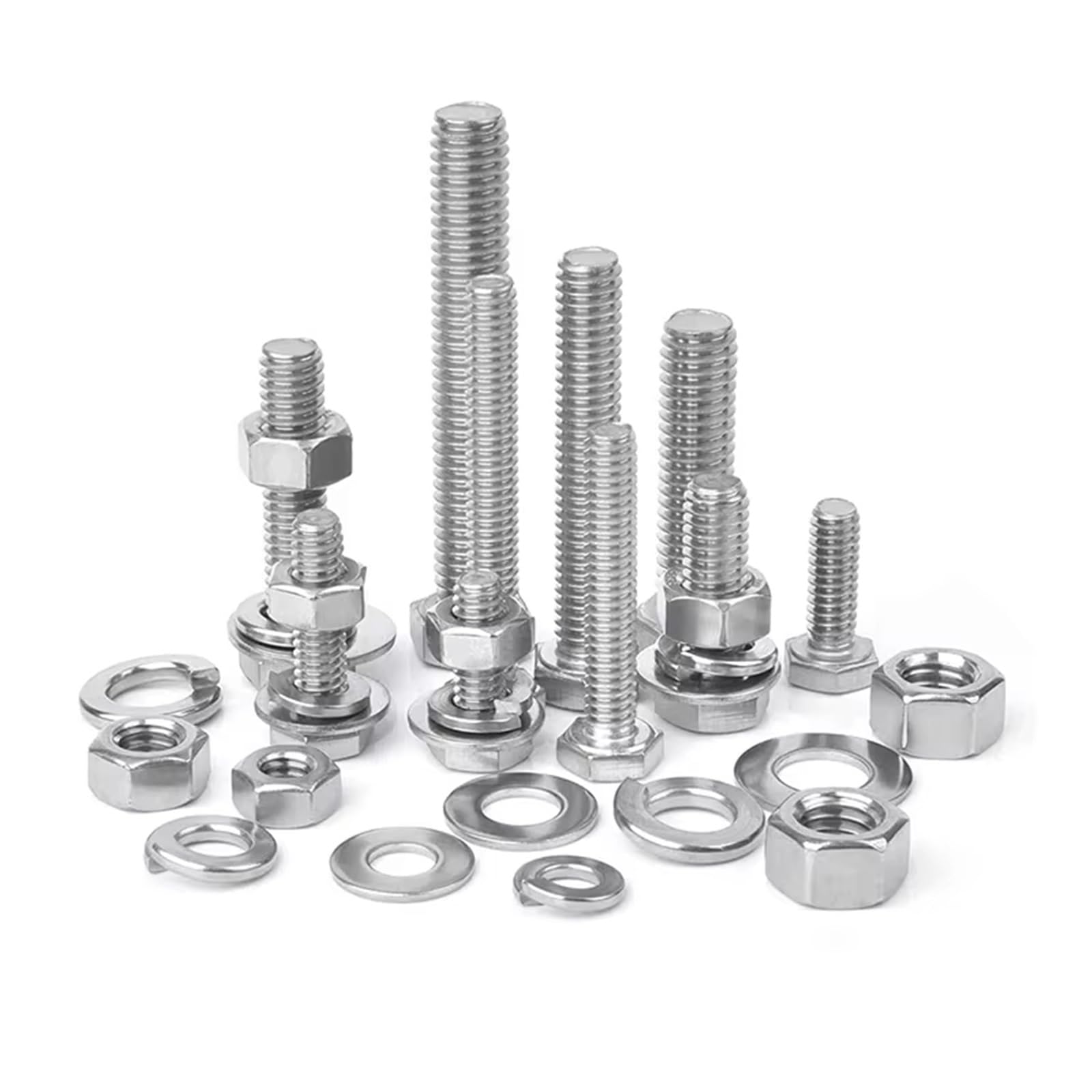 Motorrad Schrauben Bolzen Kompatibel Mit 212-teiligem Sortiment An Außensechskantschrauben Aus Edelstahl 1/4"20-3/8"16 Amerikanischem Sechskantschrauben- Und Muttern-Unterlegscheiben-Set