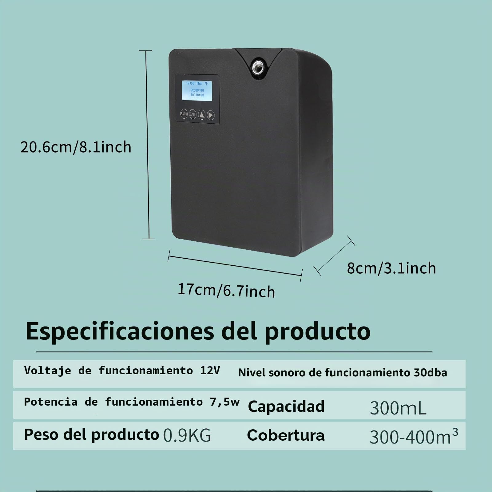 Máquina de aire perfumado inteligente para el hogar, difusor de aceites esenciales sin agua profesional de 300 ml con tecnología de nebulización, control Bluetooth y Wi-Fi (Negro)