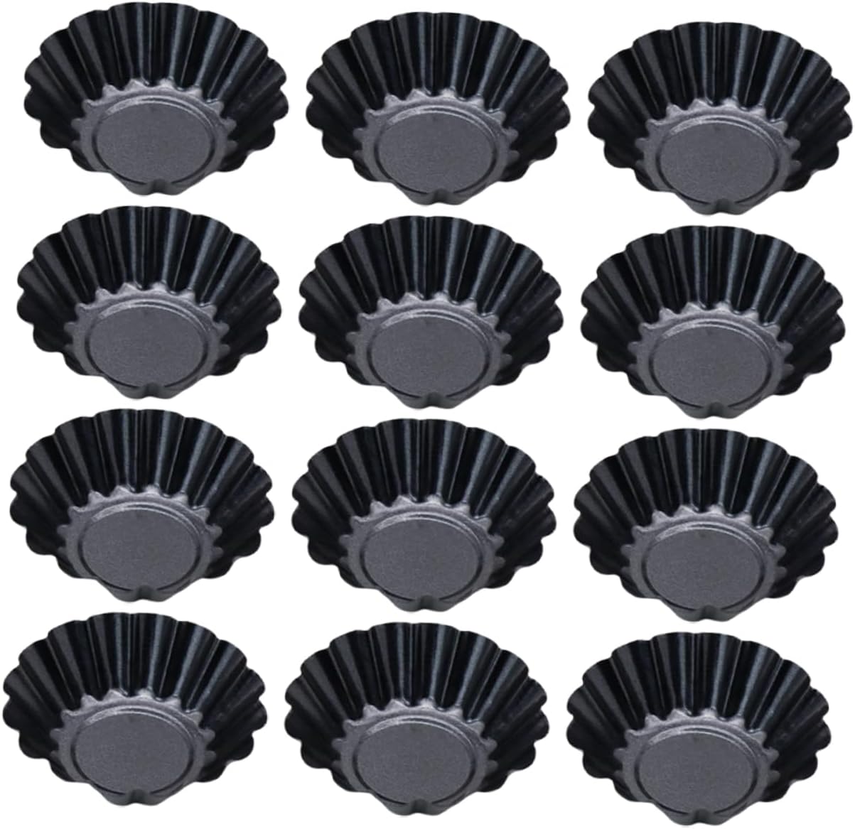 12pcs Carbon Steel Tart Pans Chrysanthemum Design for Diy Baking Muffin Molds