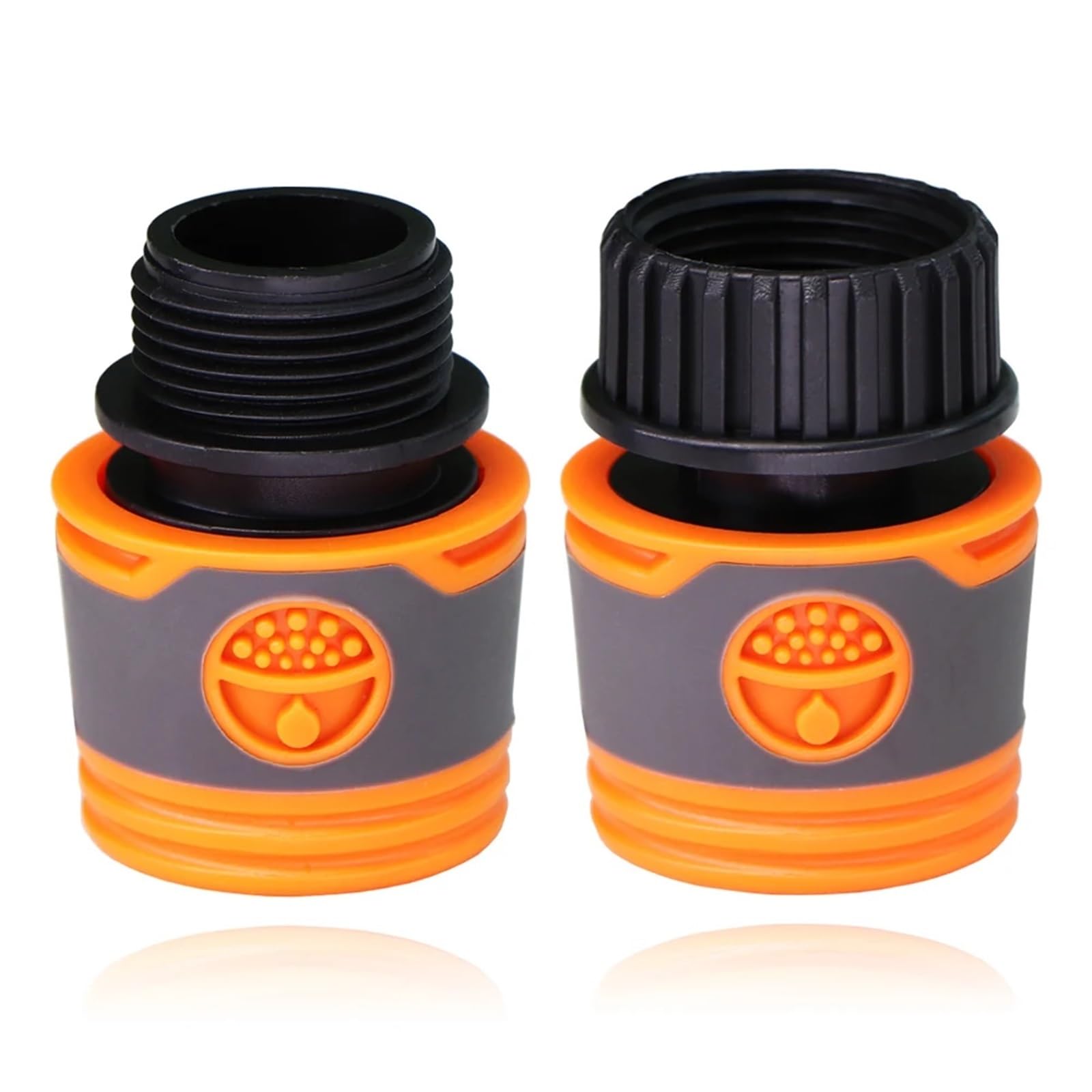 6 conectores rápidos de manguera de agua con válvula de cierre para sistema de riego de jardín | Fácil de conectar y desconectar, diseño a prueba de fugas, plástico ABS duradero, ideal para regar (M)