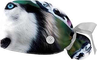 2-Pc,Working Hat,Nursing Hat,Surgical Surgery Hats,Bouffant Tie Back Hats,Alaskan Dog Funny Tongue