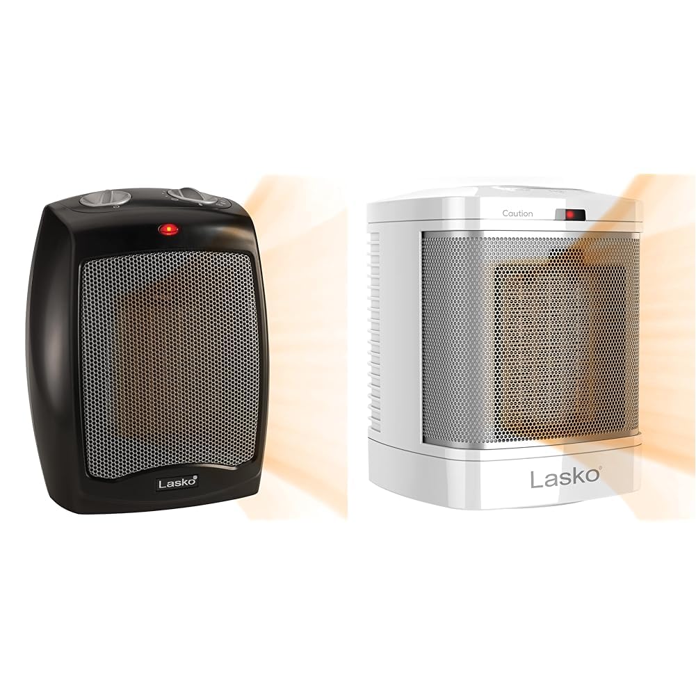 Lasko CD09250 Ceramic Adjustable Thermostat Tabletop or Under-Desk Heater 9 Inches High Black CD08200 Small Portable Ceramic Space