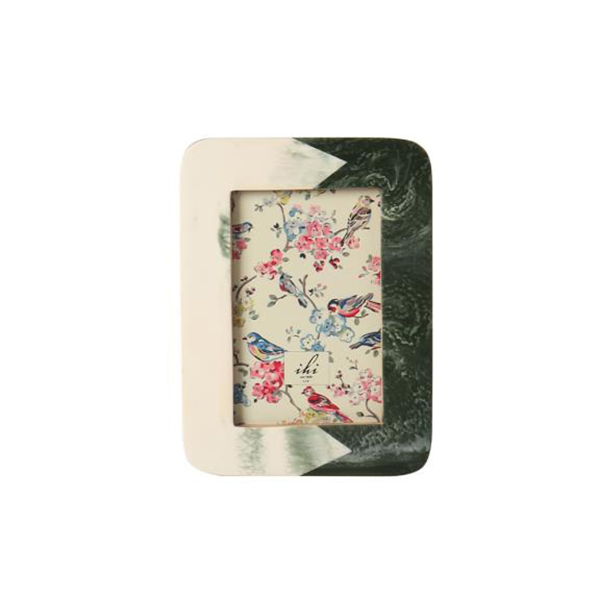 IHI EST. 1986 White and Dark Green Photo Frame, 4 x 6 Inch Picture Frame with Color Block Design, Decorative Tabletop Frame for Home Office Décor
