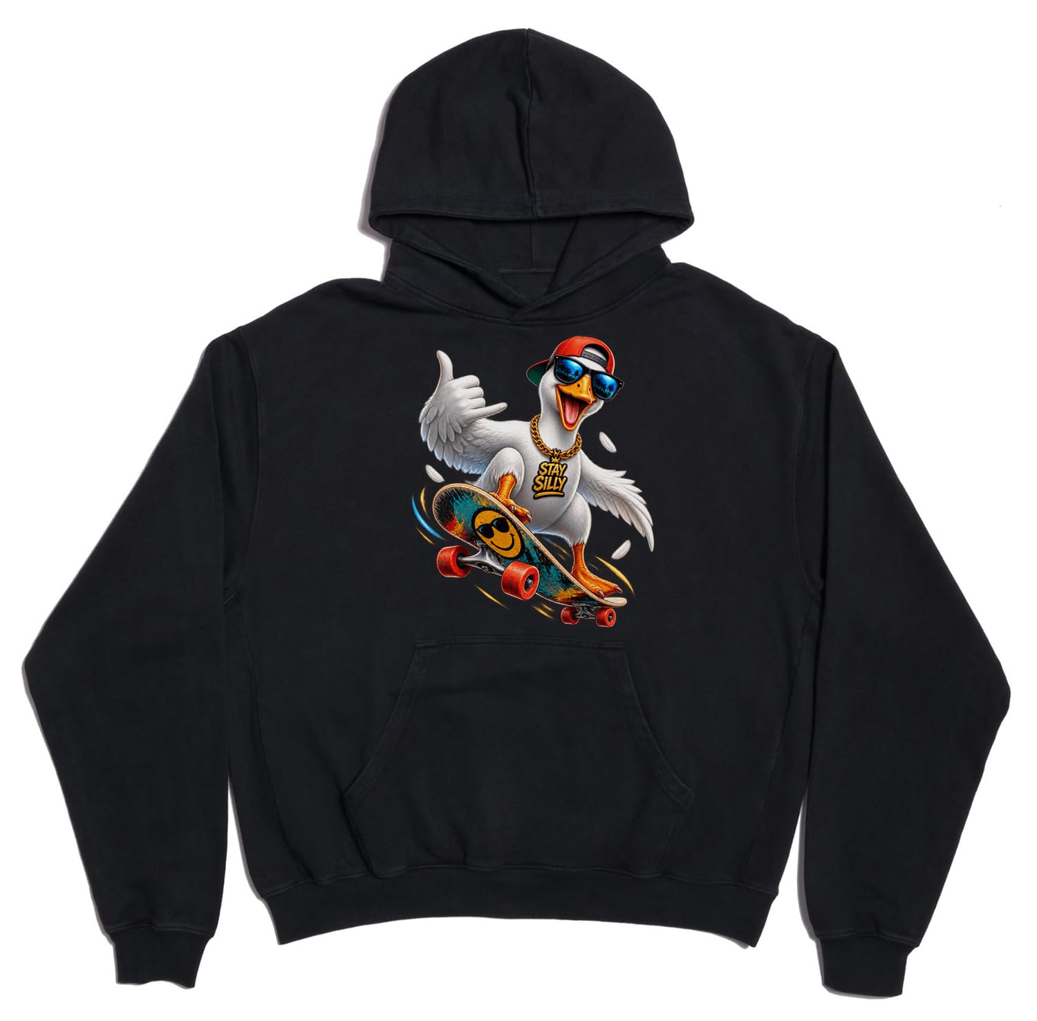 Cool Duck Skateboarding with Attitude unisex oversize ciężka mieszanka bawełny bluza z kapturem czarna