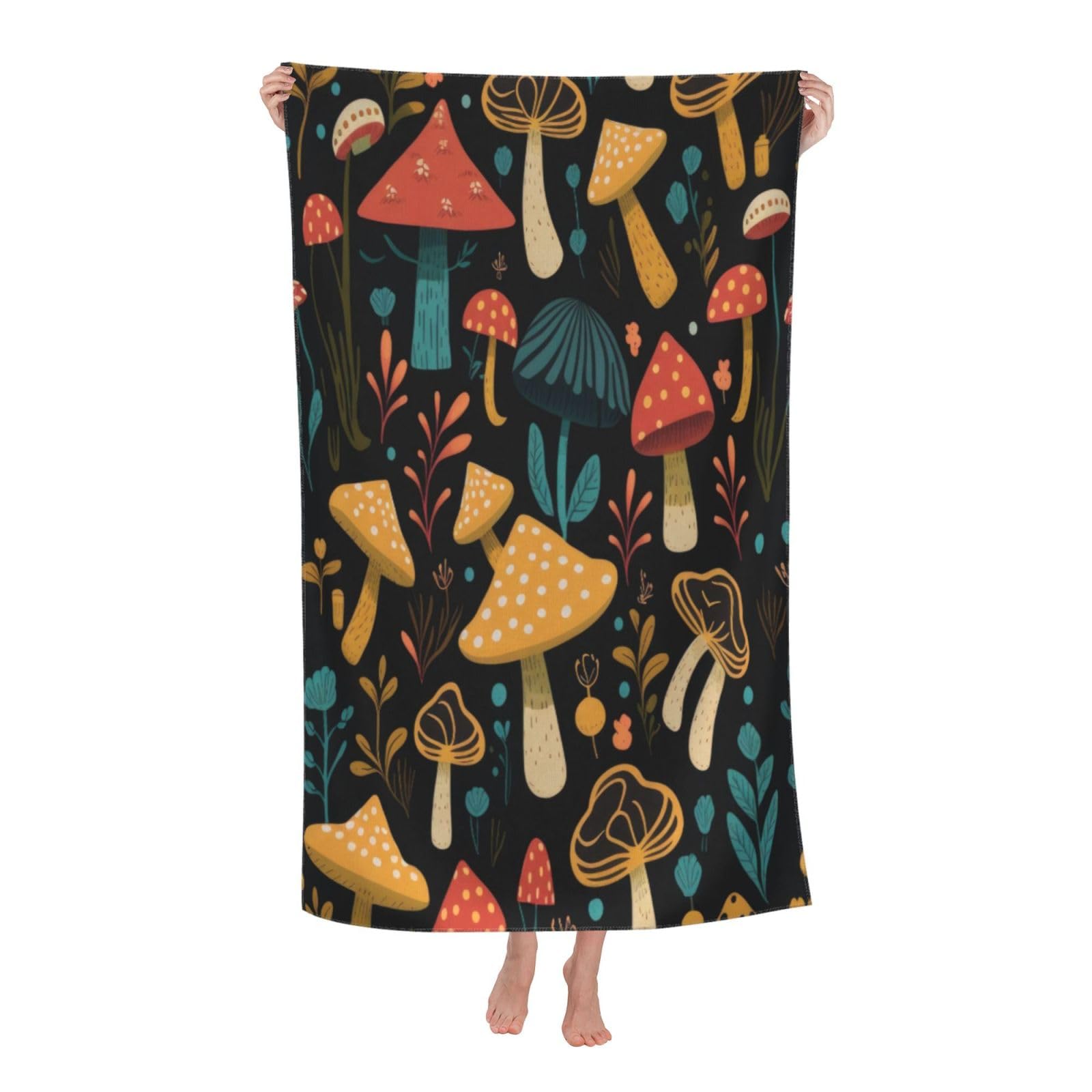 LSRCPD Beach Towels Mushrooms1 Sports Gym Bath Swimming For Men Women 80X130Cm