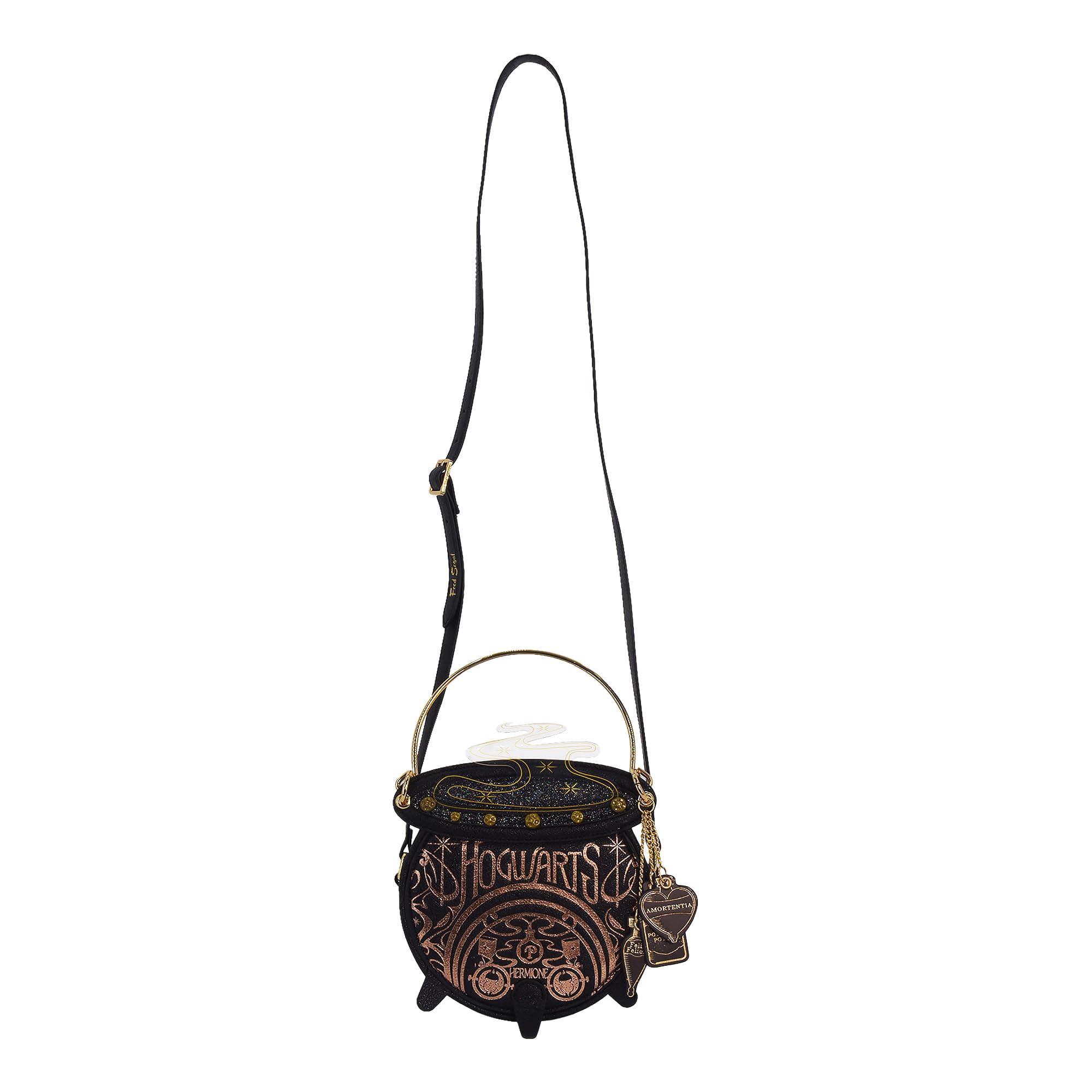 Fred Segal Harry Potter Crossbody Bag, Women's Magic Cauldron Mini Adjustable Shoulder Bag, Black, Black