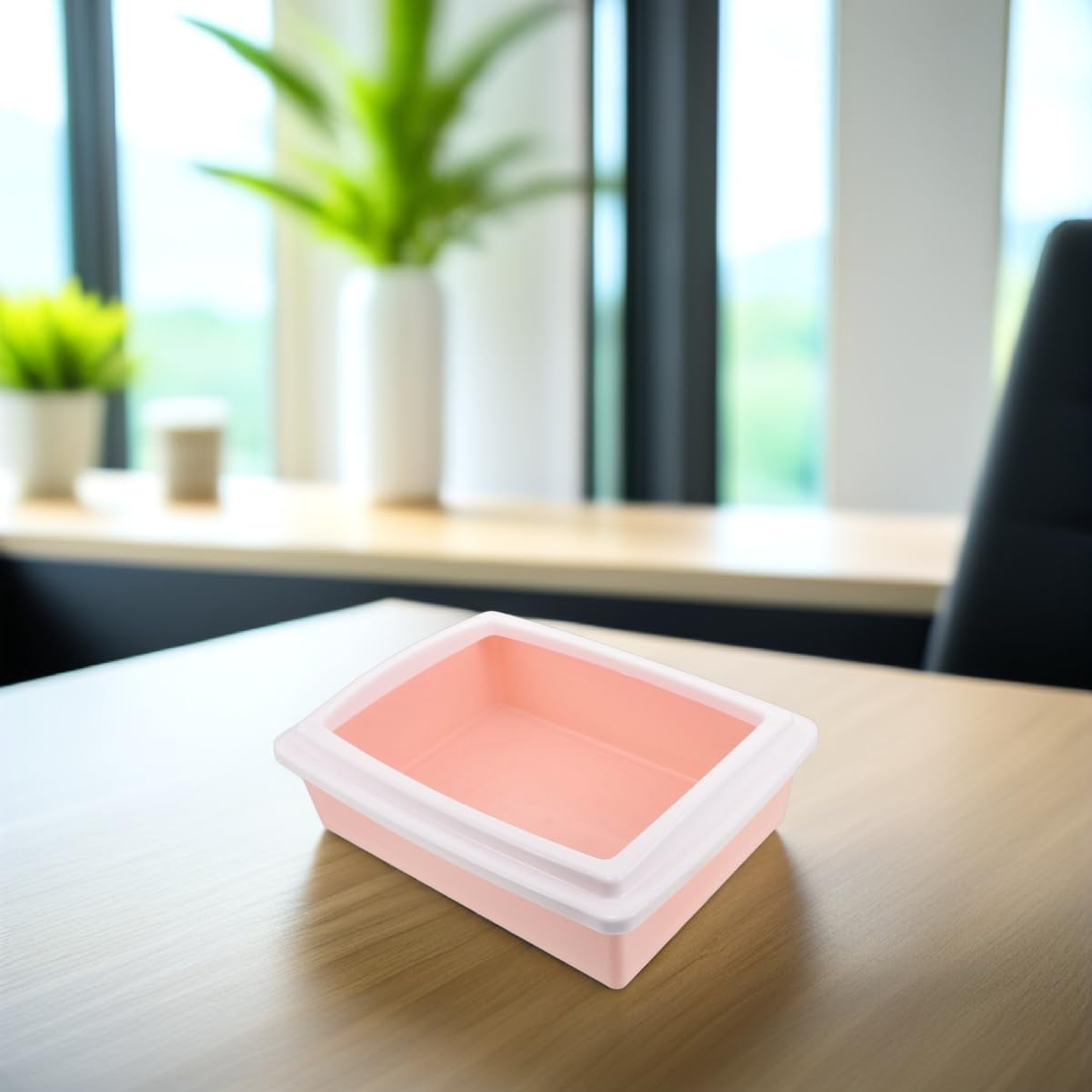 VICASKY Open Style Cat Litter Box with High Sides Removable Cat Litter Container for Easy Cleaning Prevents Scattering for Indoor Use and Travel Space-Saving Design