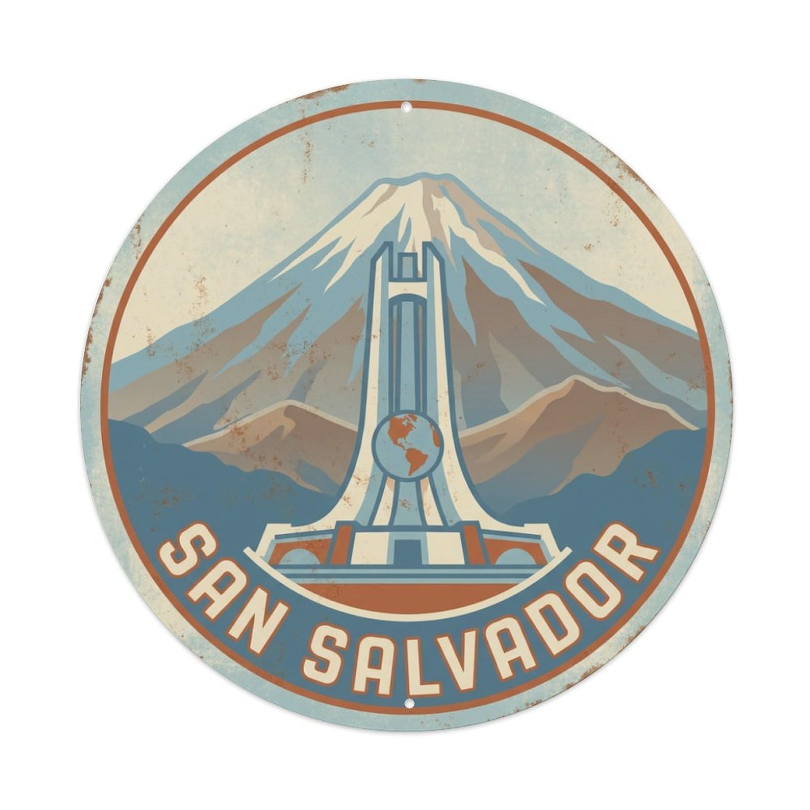 Vintage Travel El Salvador San Salvador Metal Tin Sign