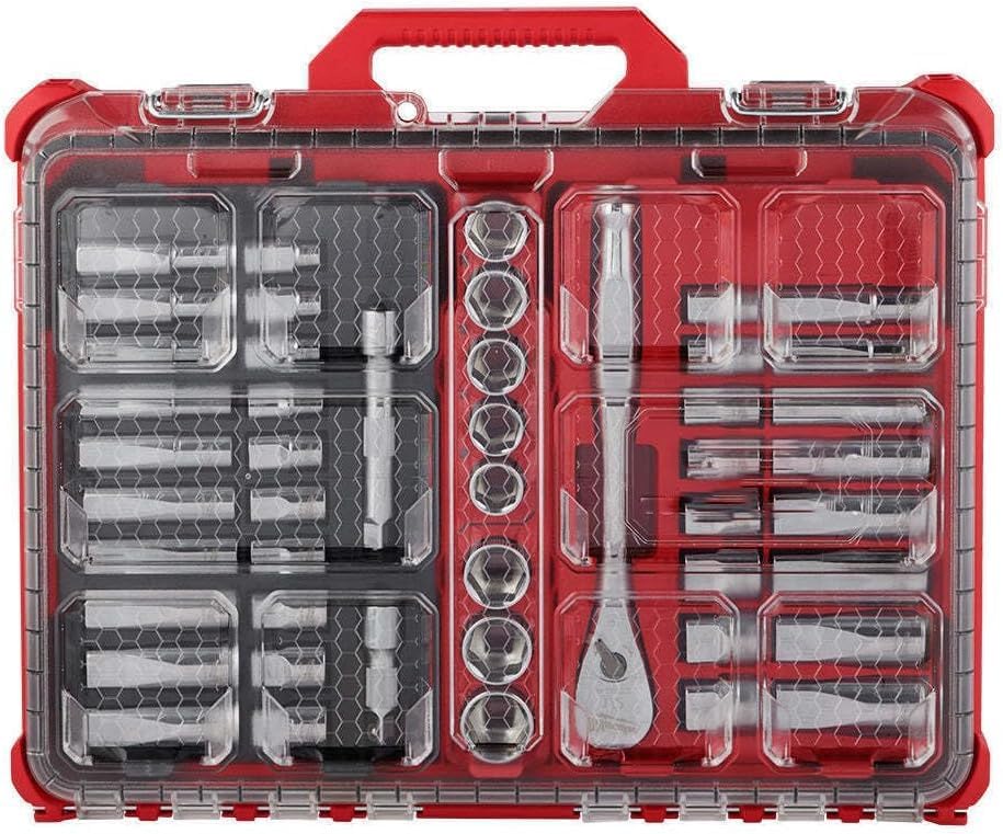 Suitable For Milwaukee 1/2"" Drive Ratchet/Socket Set w/Packout Organizer - 47 PC, Model# 48-22-9487, Silvery