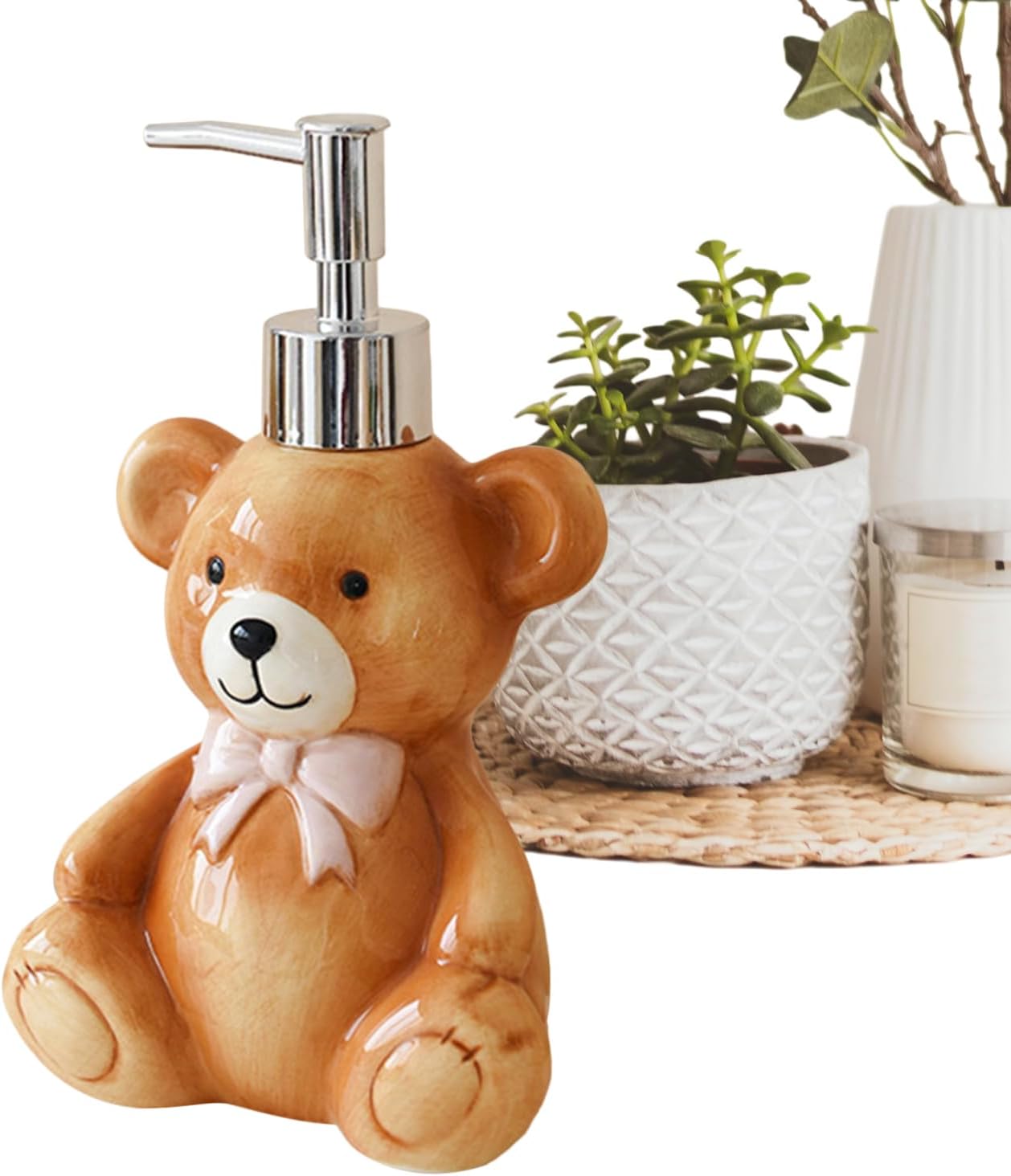Soap Dispenser – Refillable Container with Pump 350 ml Bear Design | Dispenser for Bathroom and Laundry | for Countertop Home Shower and Laundry