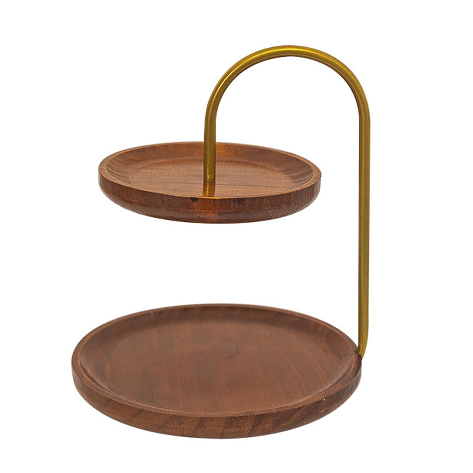 Xcsdew Color1 Solid Wood Fruit Rack,Floor-Standing Shelf,Double-Layer Pastry ,Wrought Iron Support,Suitable For Living Room
