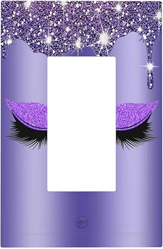 Miniatura 63 de Placa de pared de doble palanca de 2 cuadrillas con diamantes brillantes con diamantes, bonito ojo fucsia, placa frontal decorativa para dormitorio