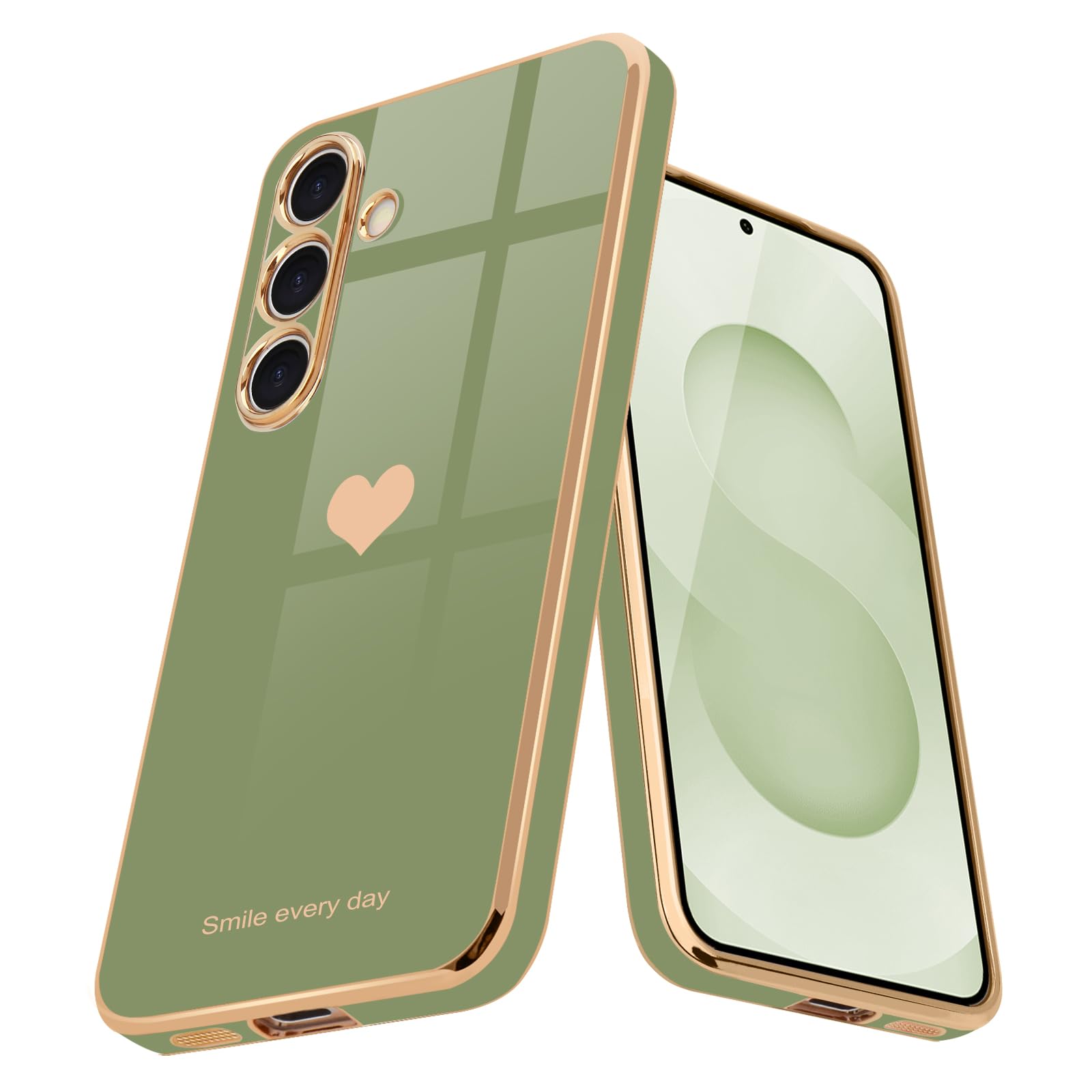 Teageo Kompatibel mit Samsung Galaxy S23 Hülle, Süße Herzmuster Mädchen Handyhülle Luxuriös Galvanisierte Glitzer Weich TPU Kameraschutz Kratzfest Stoßfest Schutzhülle für Galaxy S23 Schutzhülle