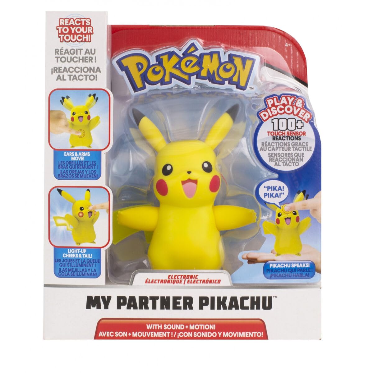 BANDAI - Pokémon - Figurine My Partner Pikachu - Figurine électronique Interactive avec capteurs tactiles Qui Parle, Bouge et s'illumine - WT97759