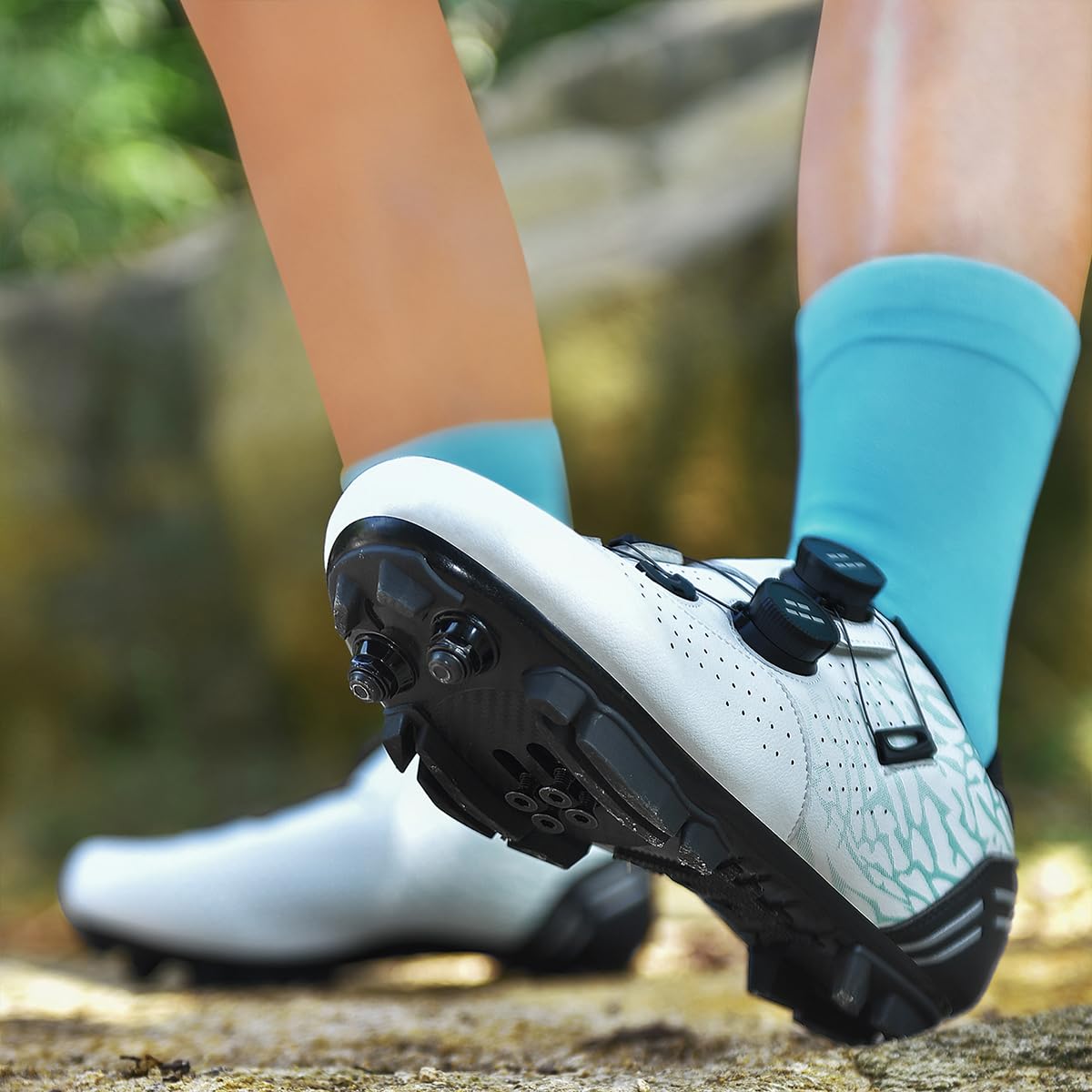 Zapatilla de Ciclismo MTB Hombre, Mujer Zapatos Bicicleta de Montaña Impresión Respirables Compatibles con SPD Lock System