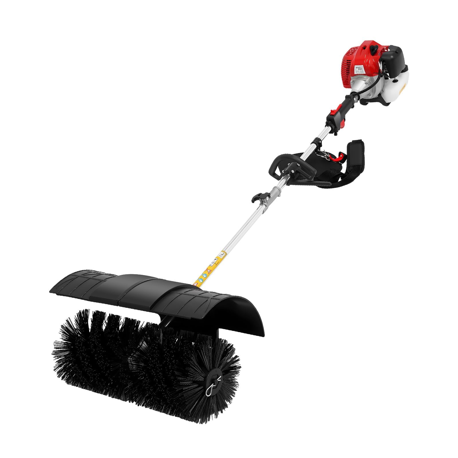 Brosse multifonction à essence 52 cc 1700 W – Brosse de surface multifonctionnelle pour le nettoyage des feuilles, la saleté et l'élimination des mauvaises herbes – Avec capot de protection
