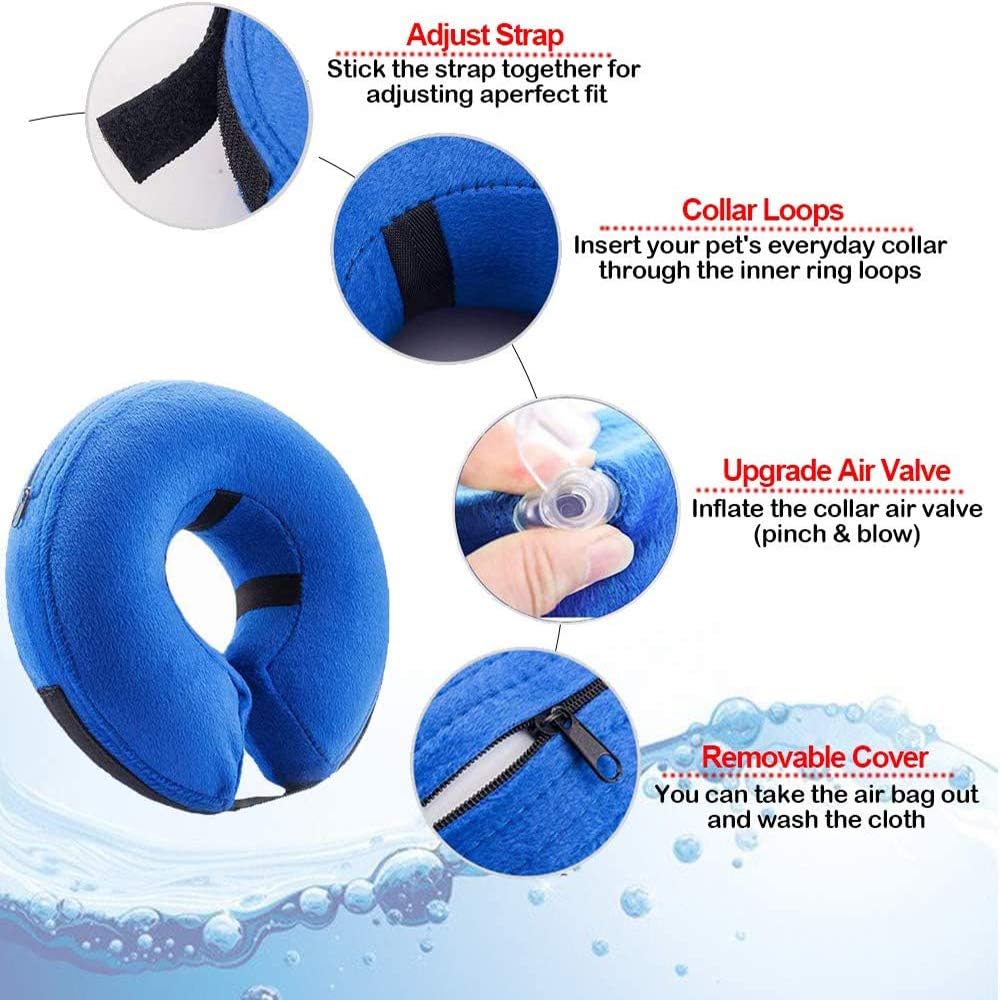 Supet Dog Cones After Surgery, Protective Inflatable Dog Collar Pet Recovery Collar Soft Pet Cone for Small Medium or Large Dogs and Cats Anti-Bite Lick Wound Healing