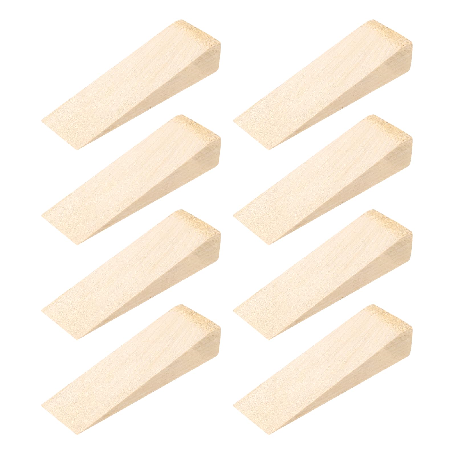 sourcing map 8Pcs Wooden Door Stopper, 100 x 30 x 20mm Non-Slip Solid Wood Door Wedges Triangle Wooden Doorstop Block for Chair Caning Home Office Floor