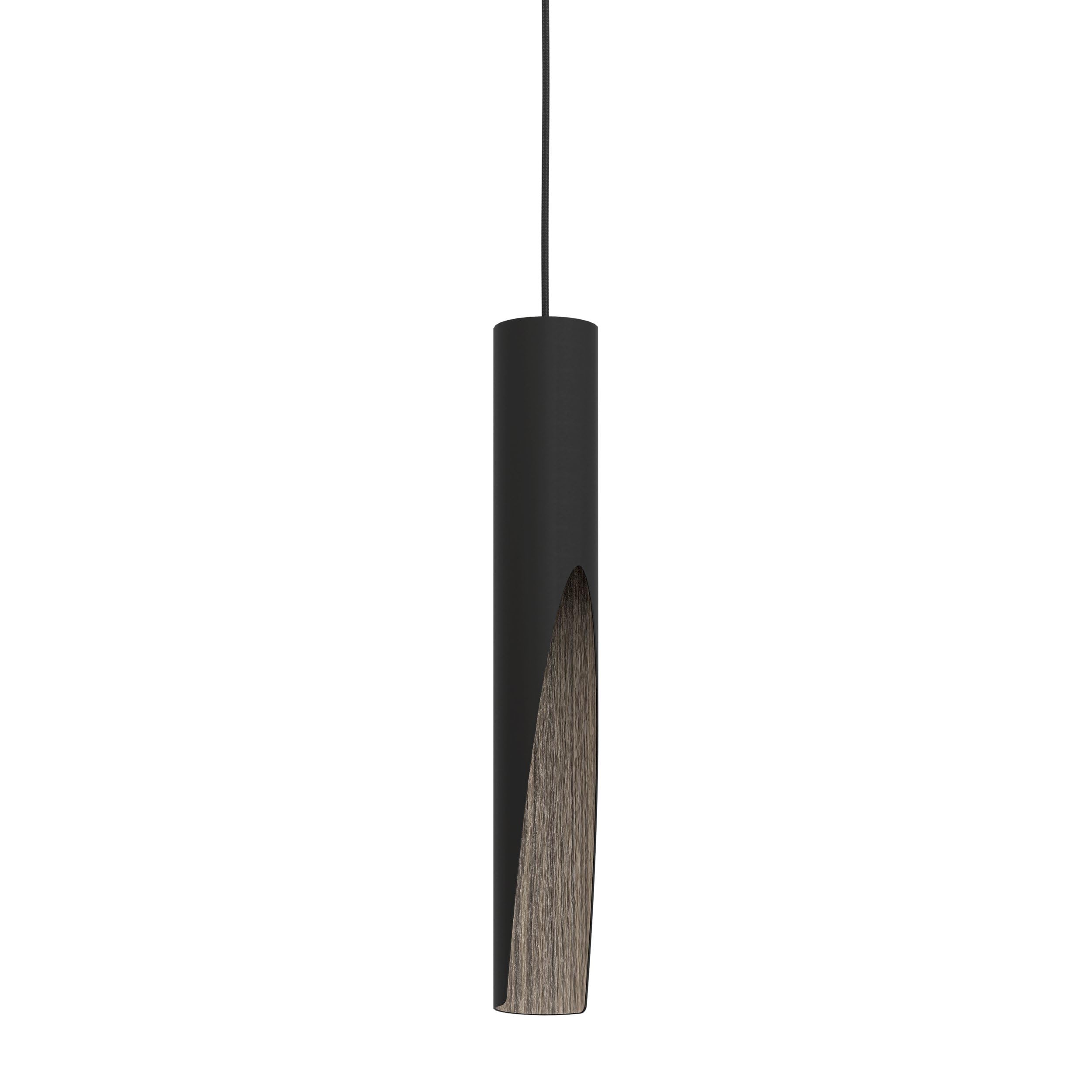 Eglo Suspension luminaire LED Barbotto, lampe de plafond suspendue pour | salon et salle à manger, éclairage indirect, métal noir et aspect bois, avec ampoule GU10, certifié FSC, blanc chaud