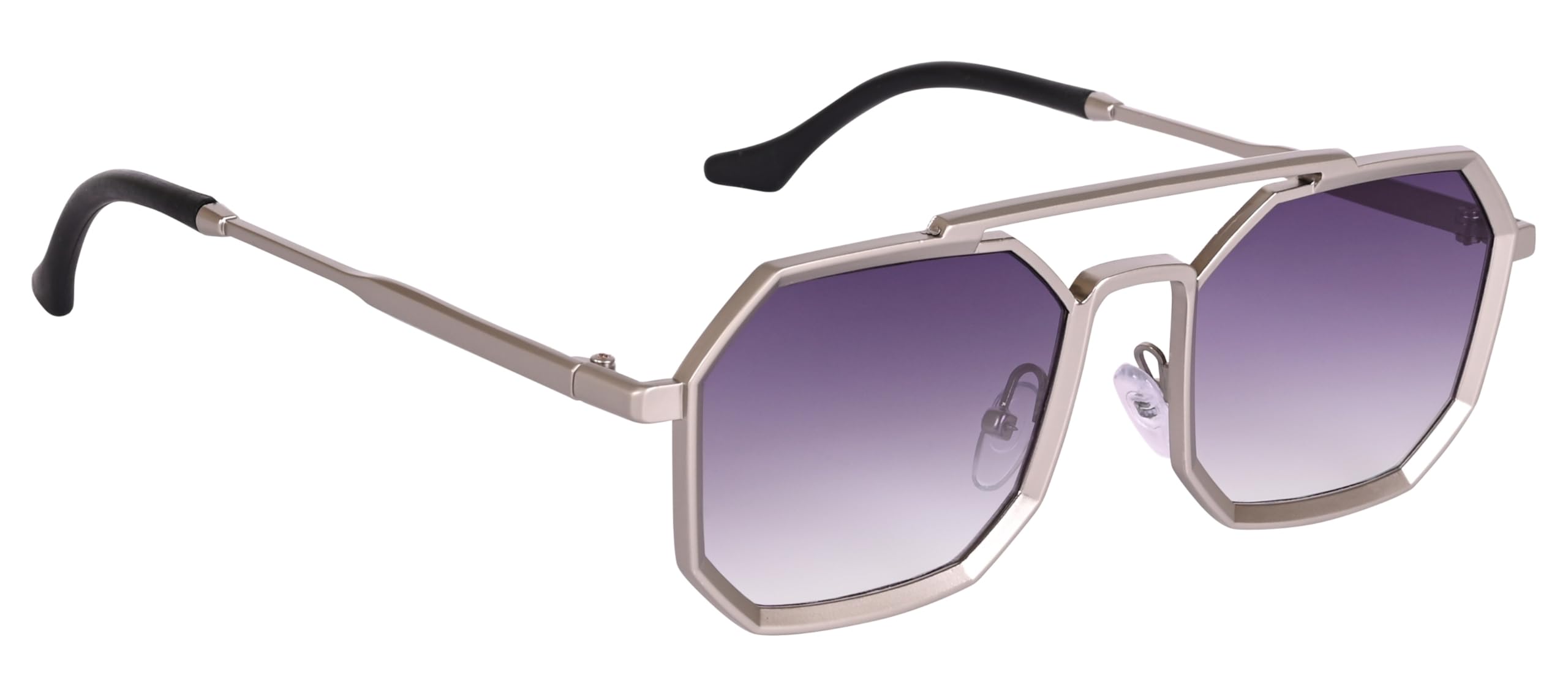 UV Protected Square/Wayfarer Sunglasses for Men and Women (Purple Lenses | Silver Frame | Medium | AS Hexa)-image-34