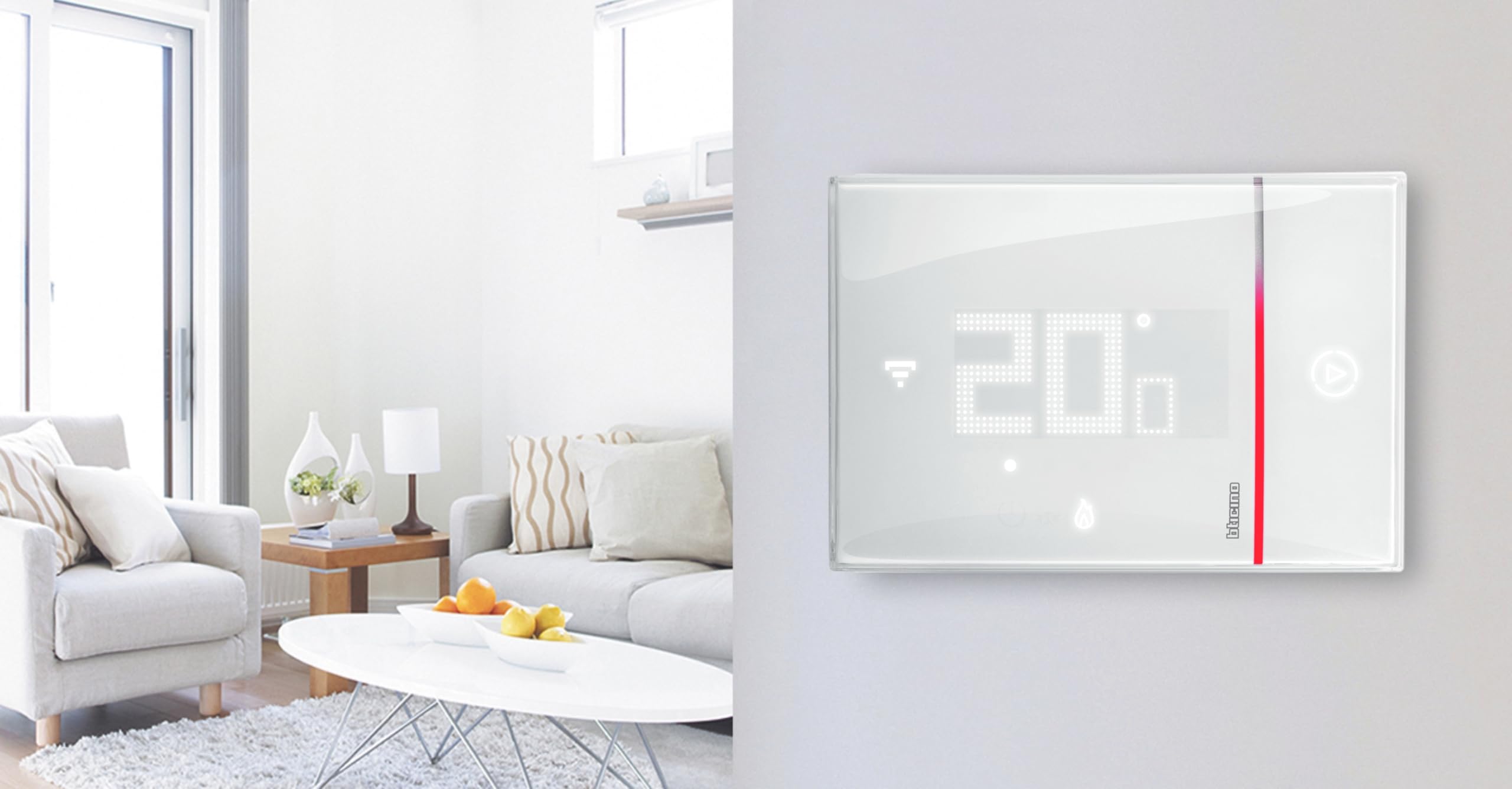 BTICINO Smarther with Netatmo, Termostato Conectado, WiFi, Control con la App Home + Control, Compatible con Alexa, Google Assistant & Apple HomeKit, Instalación en Superficie, Blanco (XW8002WE)