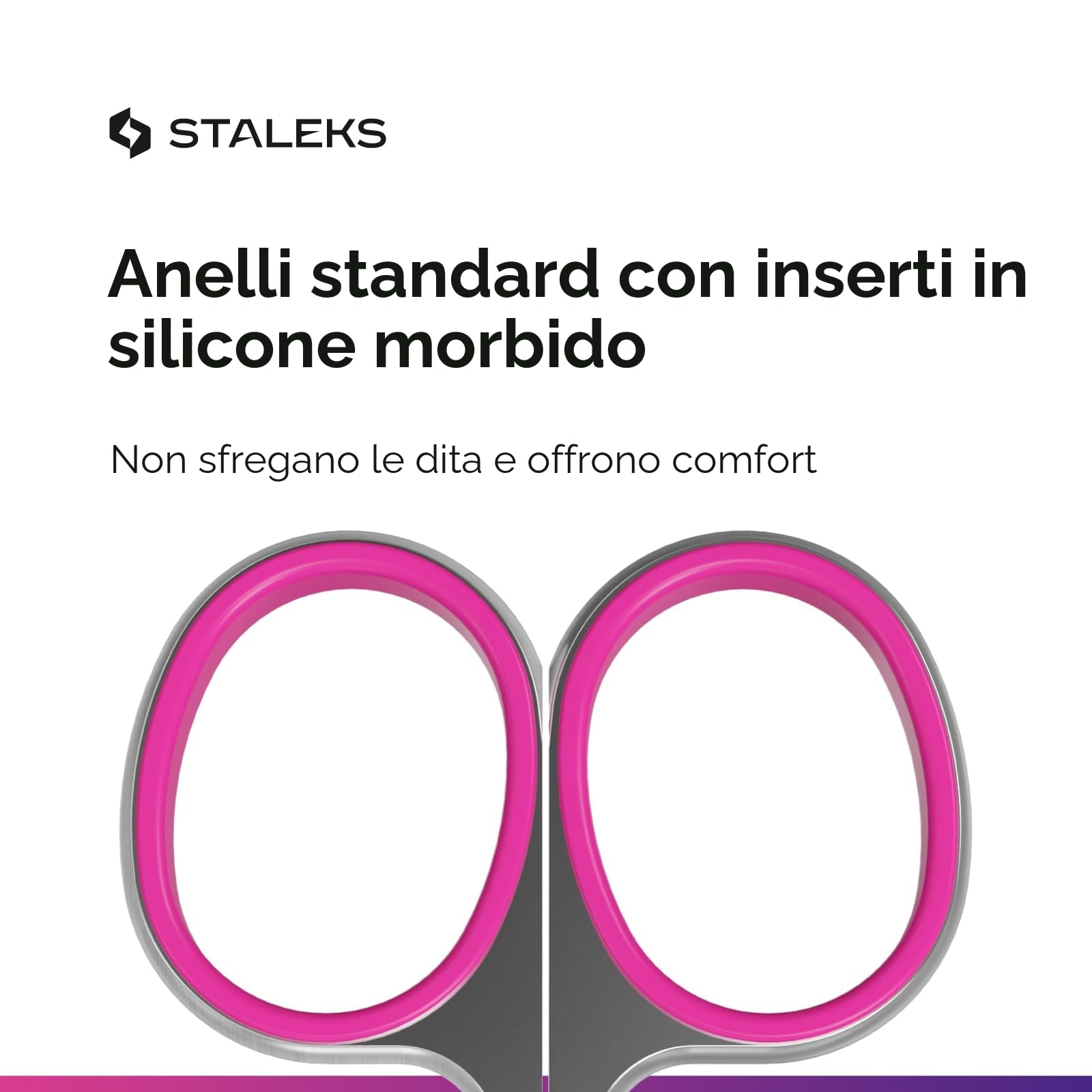 STALEKS Pro - Forbici Professionali per Pelle Cuticola, Lame Curvo Classico e Manici in Silicone Rosa, Affilatura Manuale, Smart 40 Type 3, SS-40/3