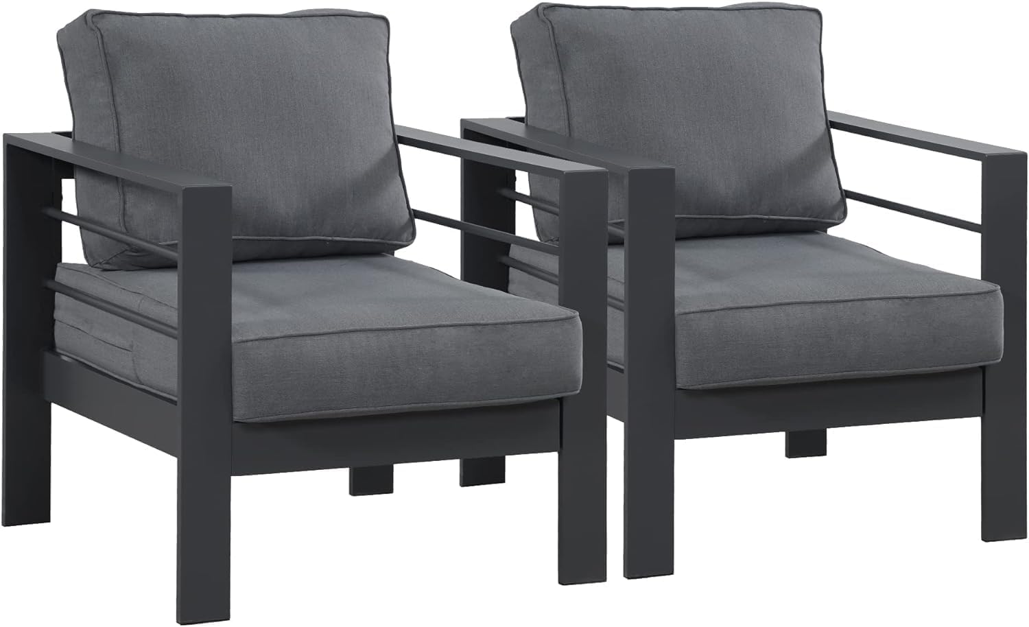 Wisteria Lane Modern Outdoor Patio Aluminium Furniture Set,Four Colourways, with Sofa, Chairs, Loveseats and Coffee Table, Perfect for any garden (Grey/Grey, 2 x Armchairs)