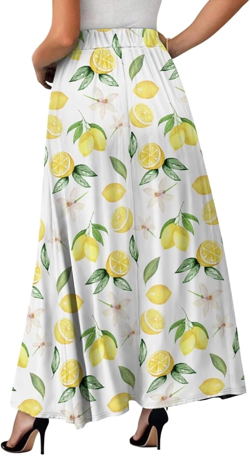 Women's Skirt High Waist Elastic Waist Maxi Skirts A-Line Flowy Long Skirts for Beach Party Holiday - Image 2