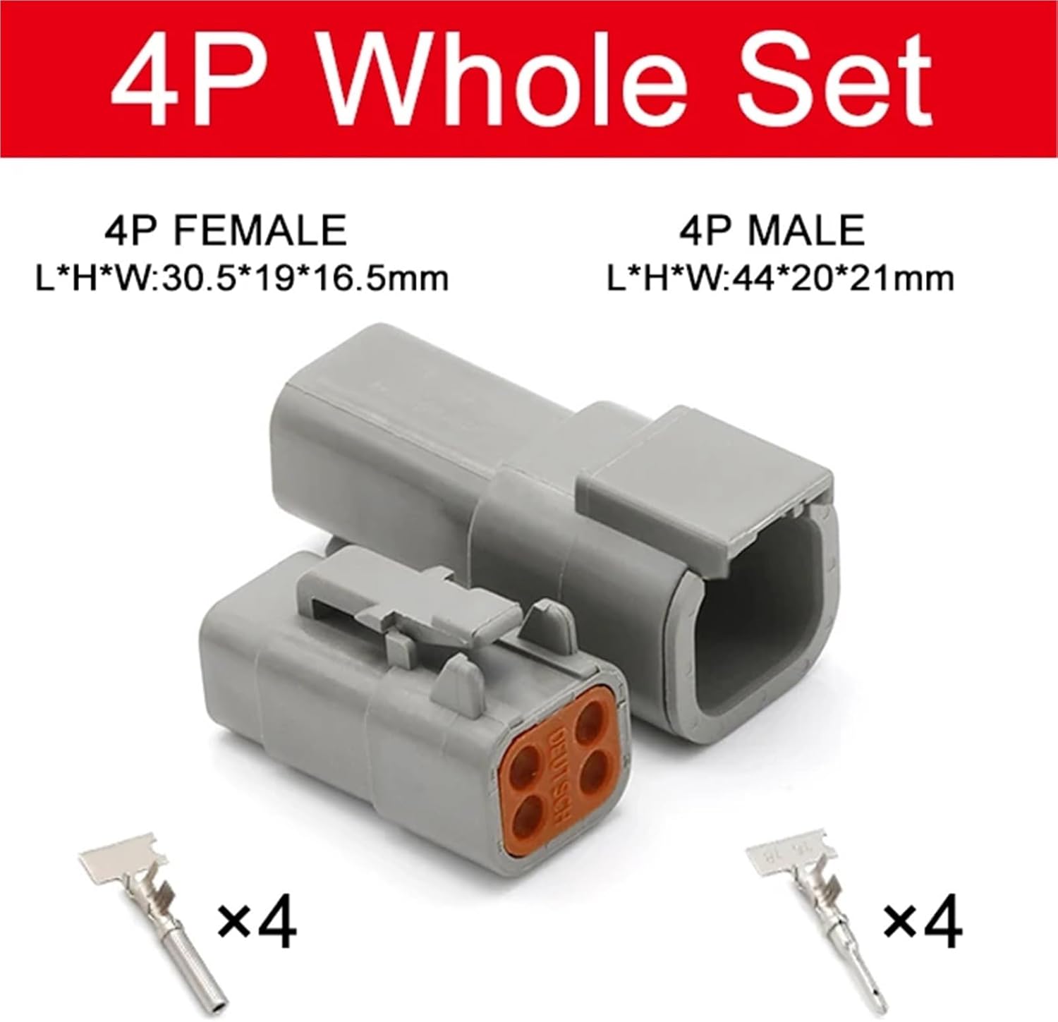 Connector DTM Waterproof Automobile Connector with Terminal Male Female Plug&Socket DTM04-2/3/4/6/8/12P DTM06(4P(Male Female))