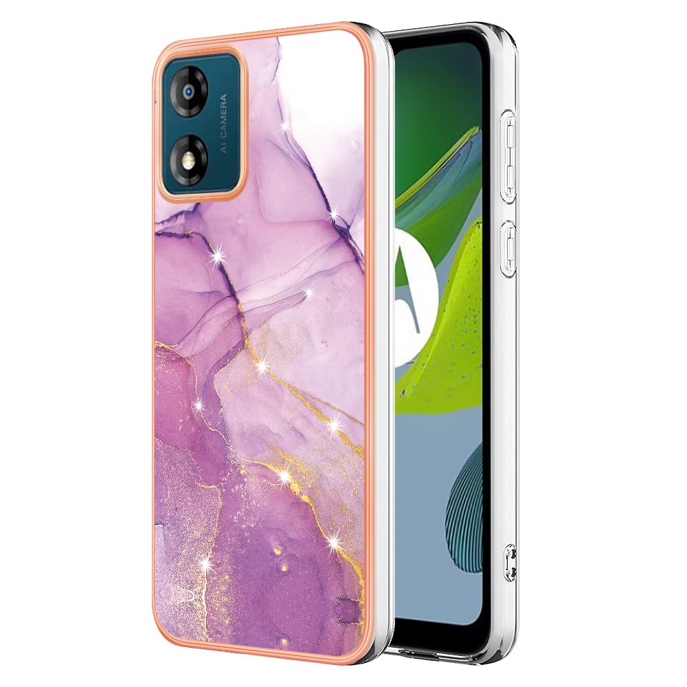Adolasx Cover Compatibile per Motorola Moto E13 Silicone Bumper PC Duro con Disegni Motivo Marmo Ultra Slim Custodia Antiurto Resistente Case Donna Uomo - Bianco