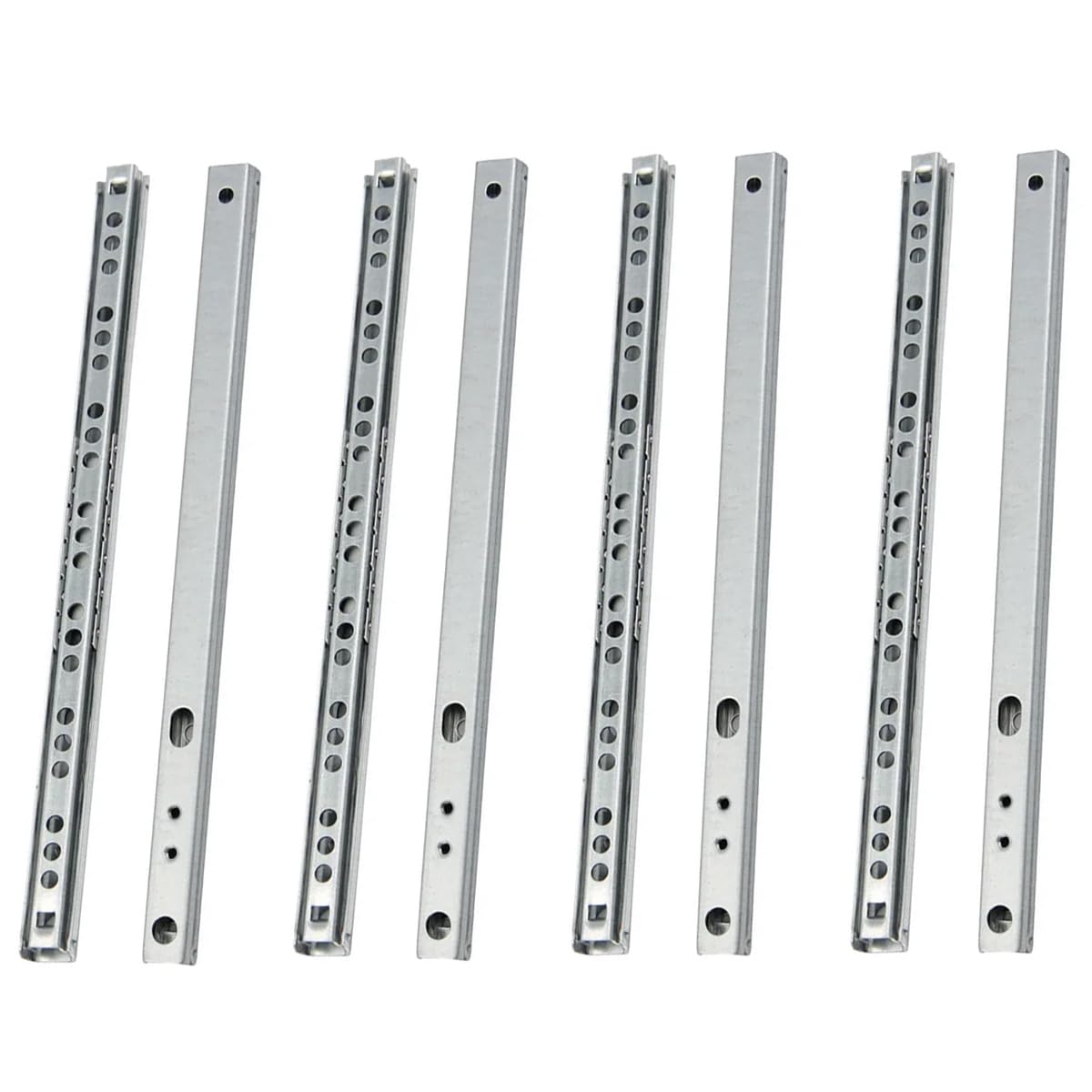 MOCNT 4 Pair (8 Piece) Heavy Duty 17mm Drawer Runners 182mm Drawer Rail Runners Ball Bearing Steel Drawer Slides Cabinet Sliding Full Extension Kitchen Desk Rail Runners