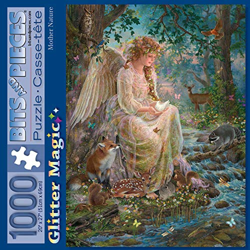 Bits and Pieces - 1000 Piece Glitter Jigsaw Puzzle dla dorosłych - Mother Nature - 1000 PC Forest Fantasy Jigsaw by Artist Liz Goodrick-Dillon