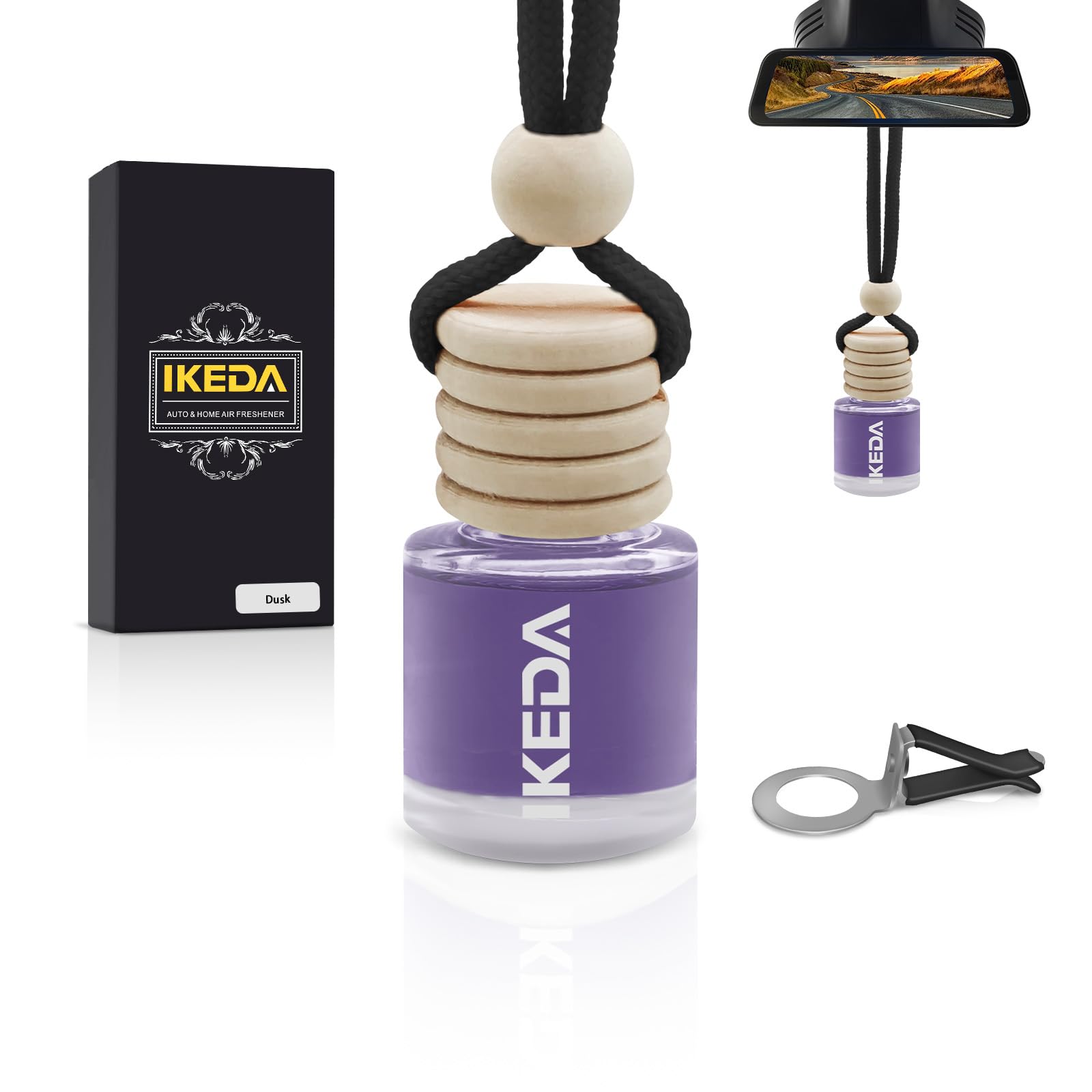 Ikeda Autoduft,Duftbaum Auto Innenraum,HäNgender Auto-Lufterfrischer,Geschenke FüR Frauen MäNner,HäNgender Lufterfrischer FüR Auto & Zuhause (10 ml / 1 Stück, Abenddämmerung)