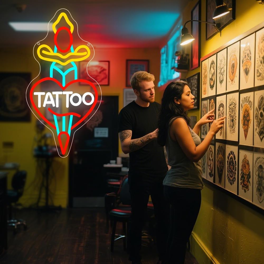 Tattoo Neon Sign for Wall Decor, Neon Light for Tattoo Studio Room Salon Business, USB Powered Sign for Bedroom Boy Girl Tattoo Lovers - Image 6