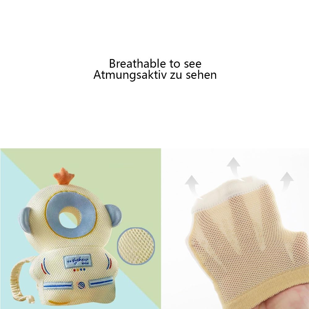 Furforstk Hoofdbeschermer voor baby's, valbescherming, met kniebeschermers, babyhelm, schokbestendig, verstelbaar, anti-valkussen, babyhoofdbescherming om te kruipen en te lopen (Astronaut
