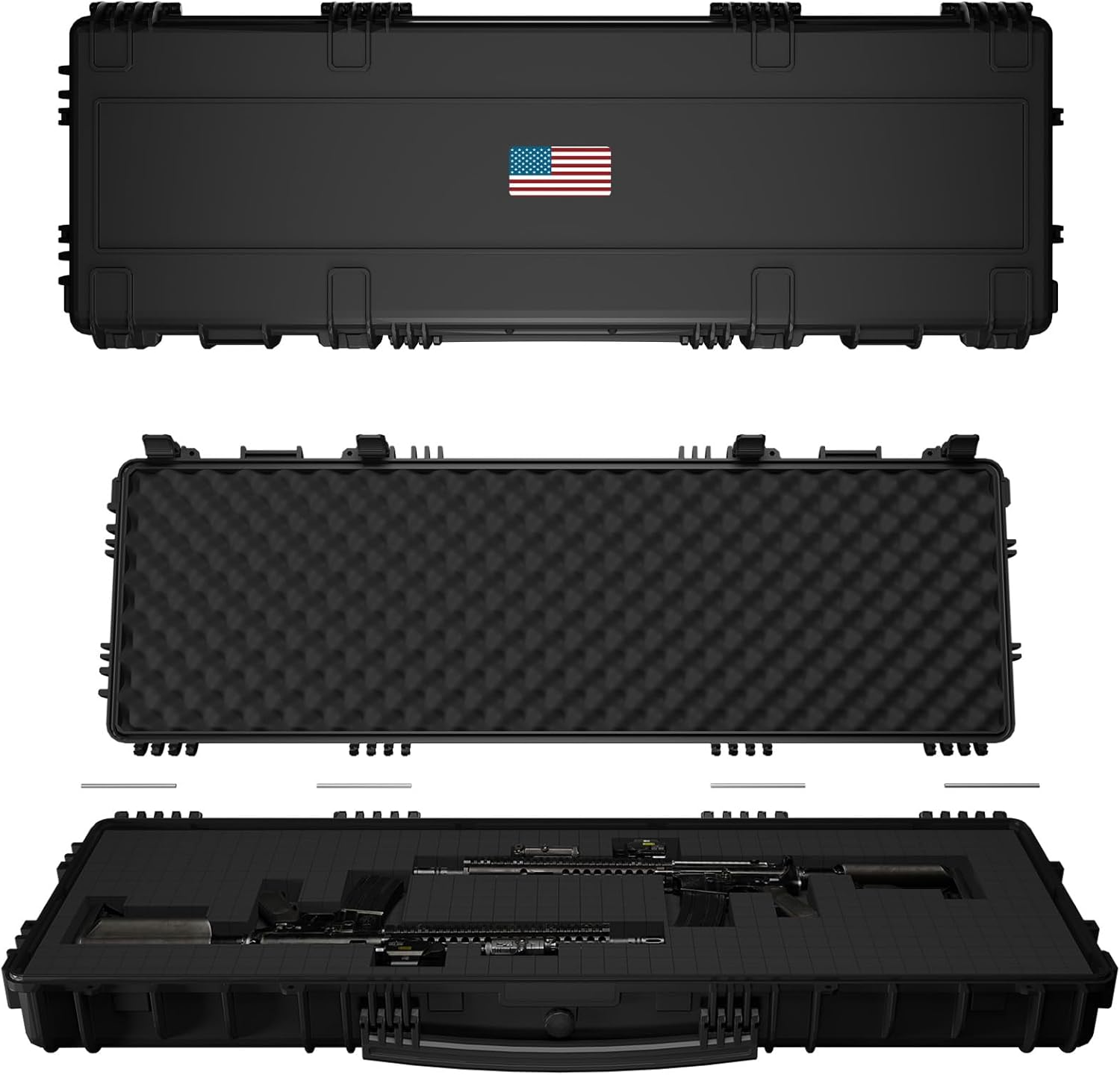 Rifle Case with 3-layer foam, IP67 hard case (43-54 in)