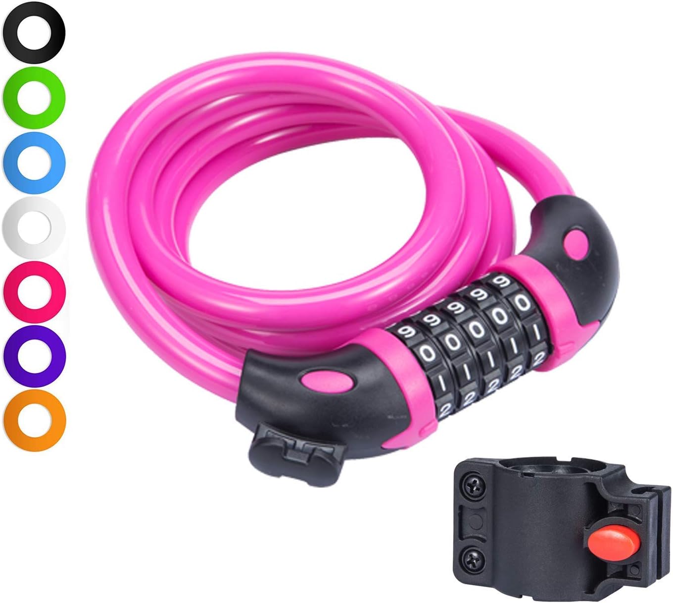 willceal Bike Lock Bicycle Chain Lock,with 5-Digit Resettable Number and Mounting Bracket,Combination Coiling Cable Lock Best for Bicycle Outdoors - 4 Feet x 1/2 Inch