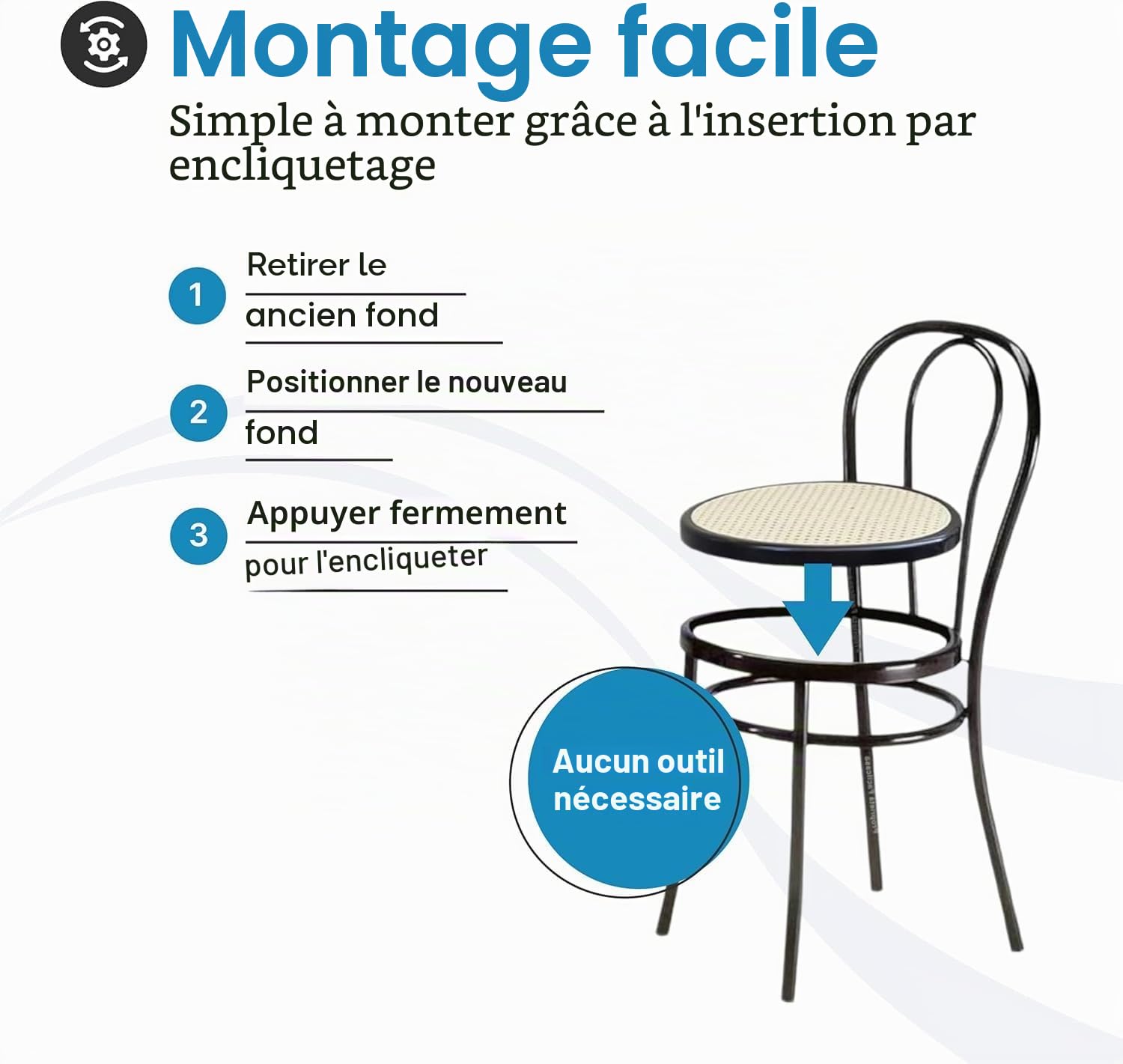 Tomaino - Coussins de chaise ronds, pièces de rechange en paille pour chaises Vienna, Bistrot, Thonet - 10 pièces (blanc)