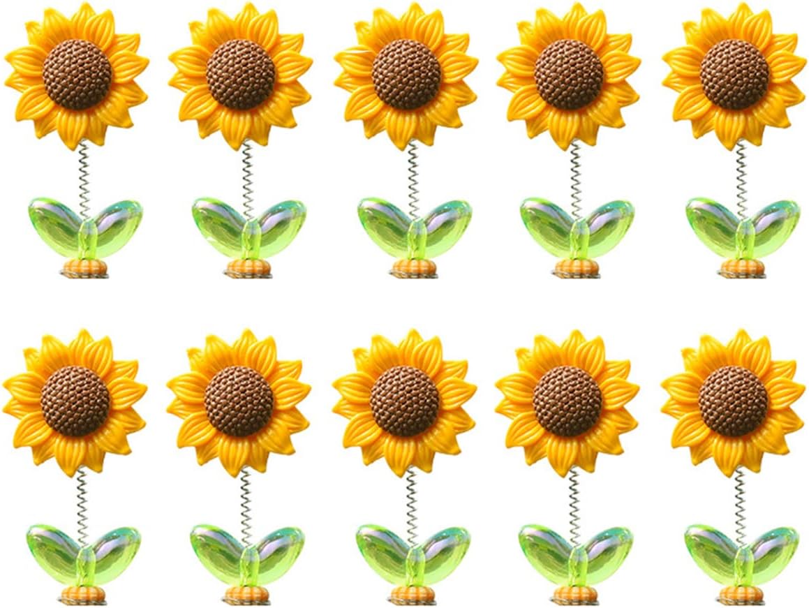 10pcs Mini Paste Shaking Head Sunflower Car Mirror Dashboard Plant Decor Cute Bobblehead for Car Interior Home Office Desk Decoration