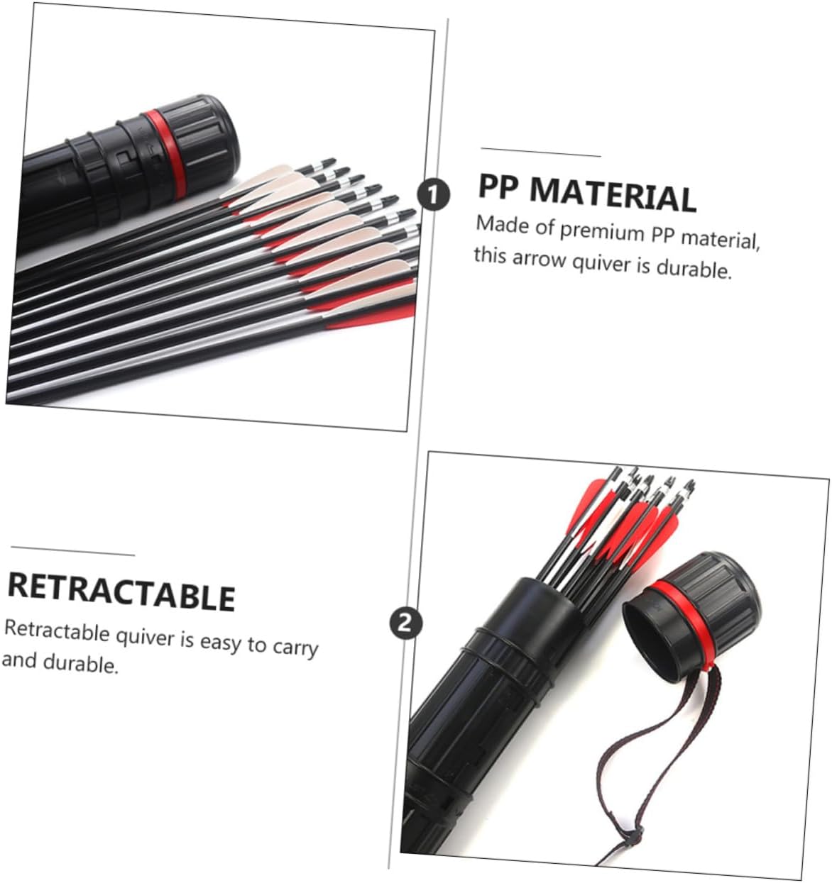 2pcs Telescopic Arrow Tube Adjustable Storage for Hunting Arrows Lightweight and Retractable Carrier for Outdoor Sports and Competition Training