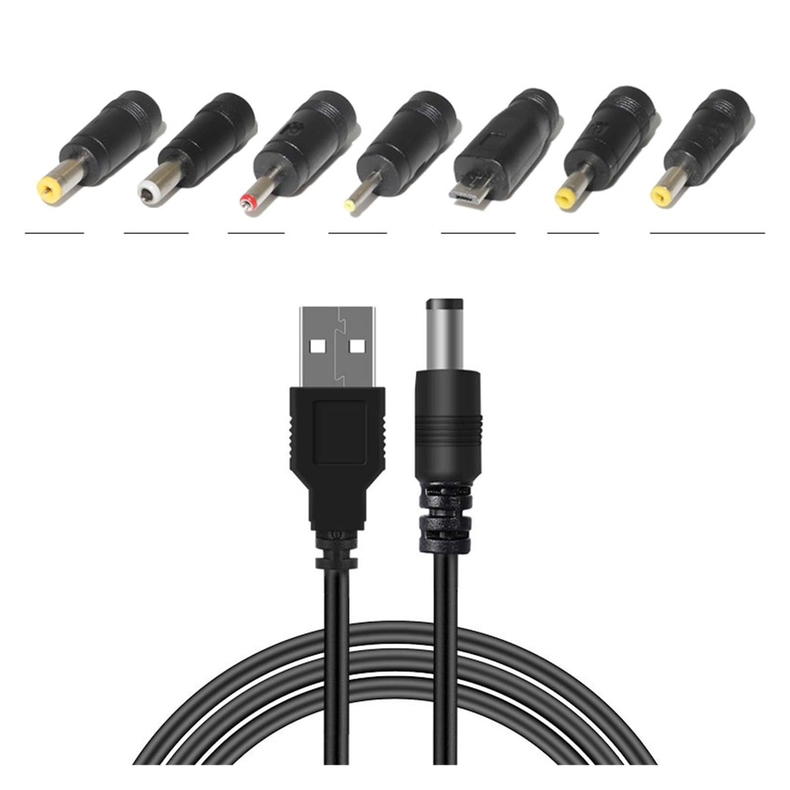Adattatore da USB a CC 8 in 1, 5,5 x 2,1 mm a micro USB da 2,5/4,0/3,5/1,35 mm