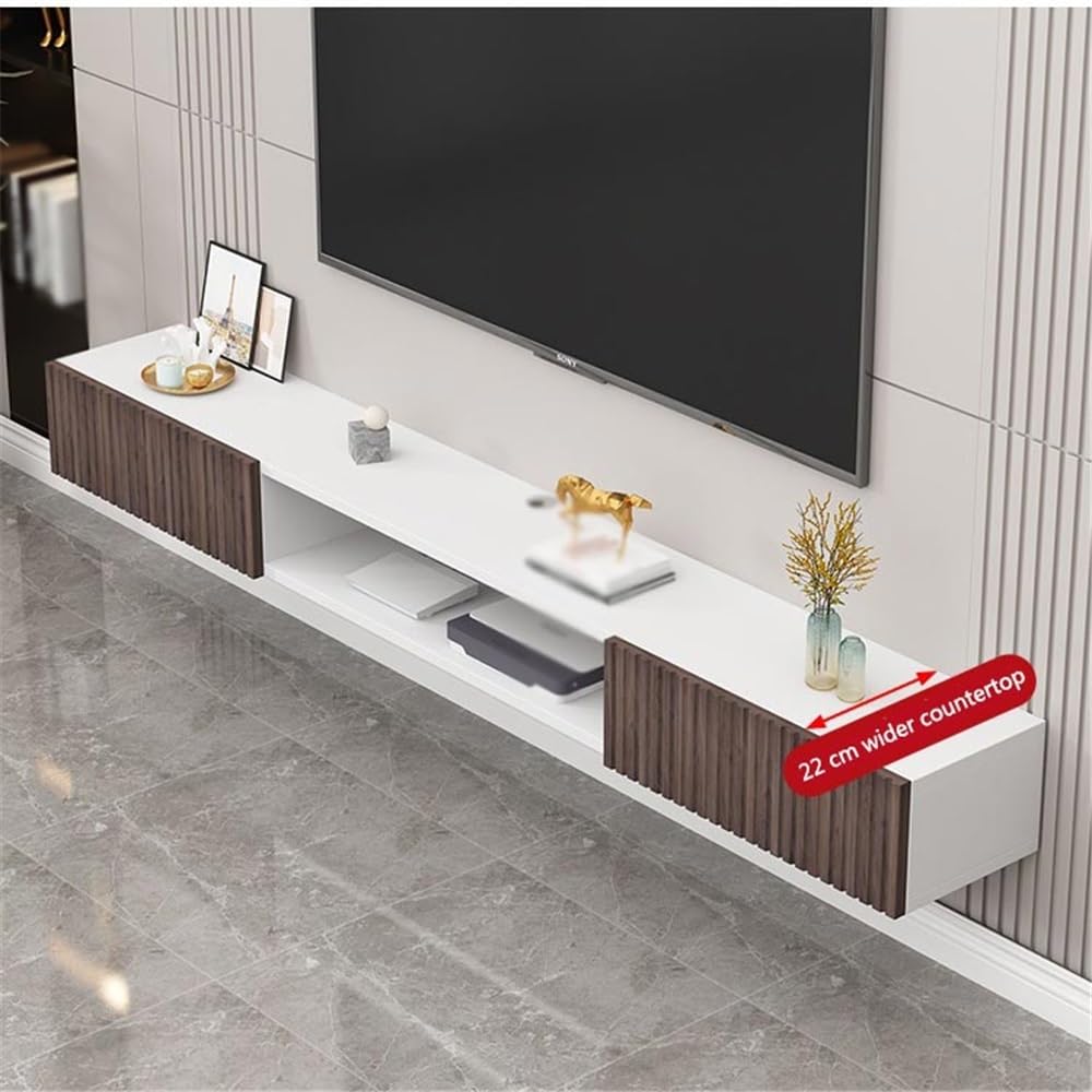 Soporte TV Pared Consola Multimedia de TV con Centro Entretenimiento Pared y estantes flotantes Puerta for Sala Estar Mueble de TV con estantes